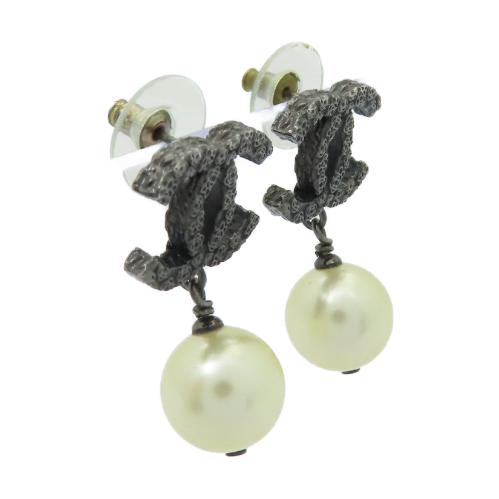 CHANEL 金屬Earrings耳環黑色/白色