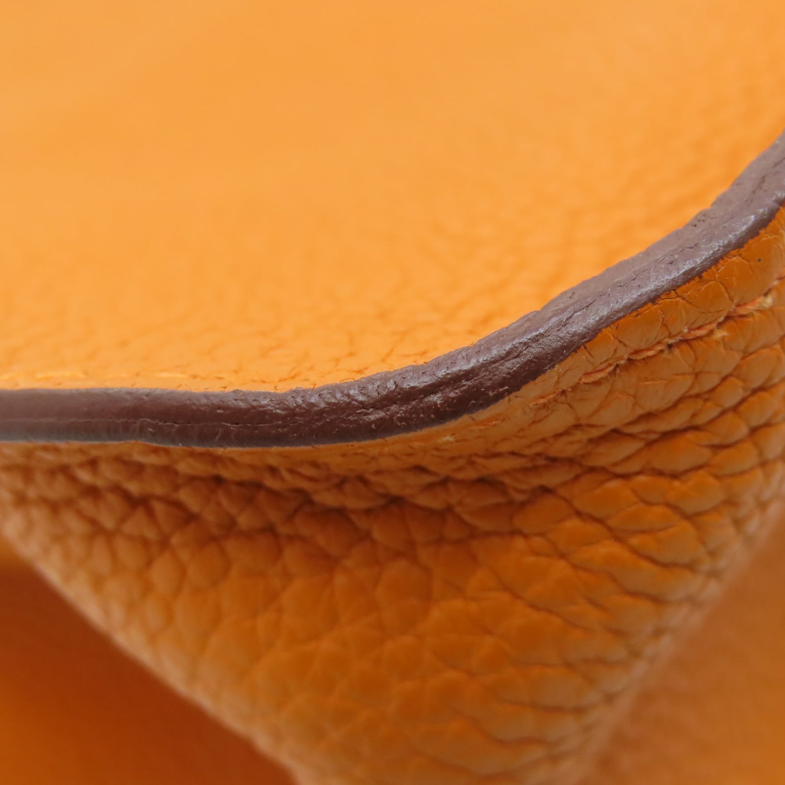 HERMES Taurillon Clemence皮革Jypsiere 28銀扣肩背袋火橘色