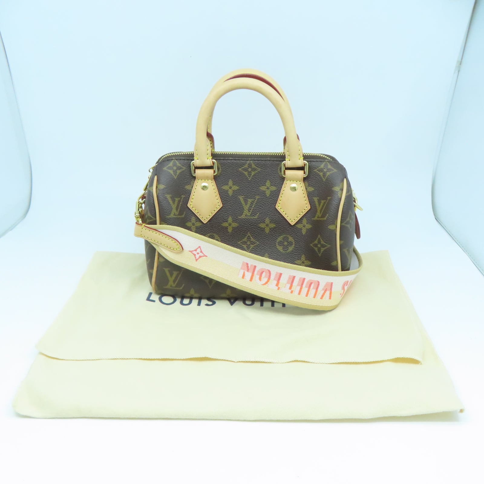 LOUIS VUITTON Monogram Speedy Bandouliere 20金扣手挽肩背兩用袋棕色