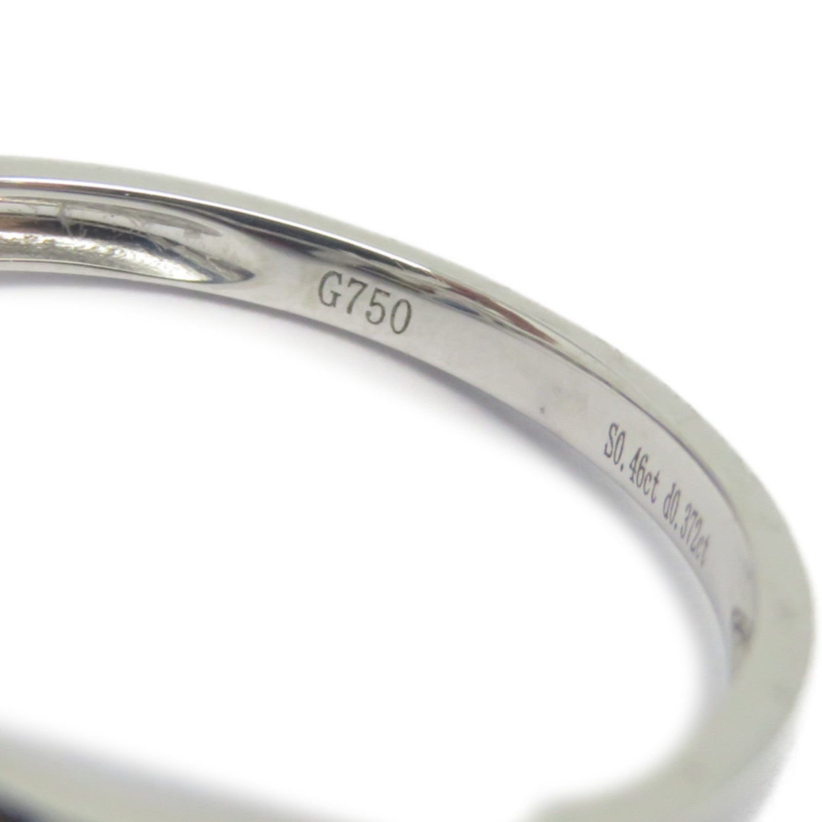 JEWELRY 18K白金Sapphire Diamond Ring 0.46ct藍寶石/0.372ct鑽石戒指US#6.5