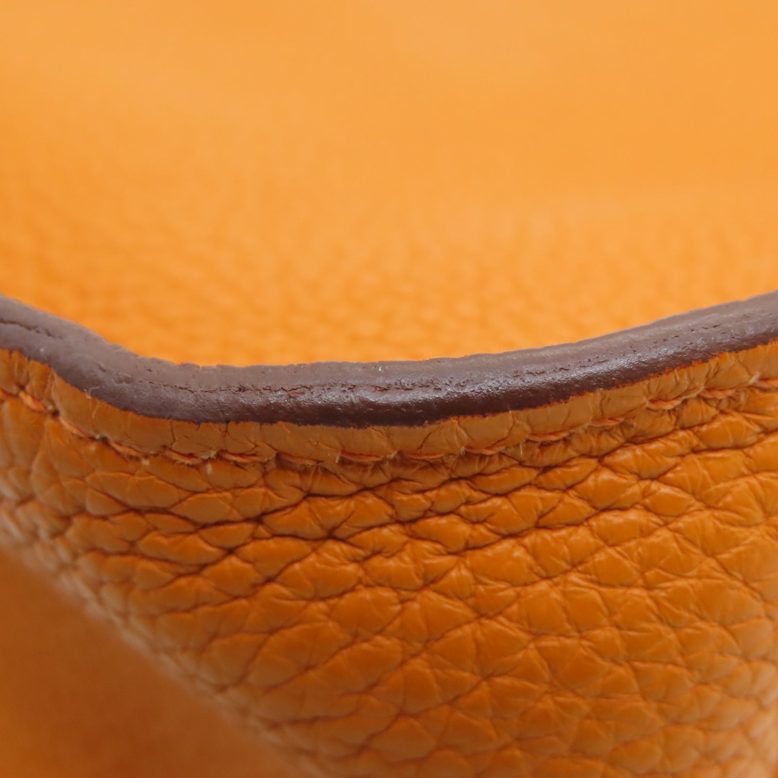 HERMES Taurillon Clemence皮革Jypsiere 28銀扣肩背袋火橘色