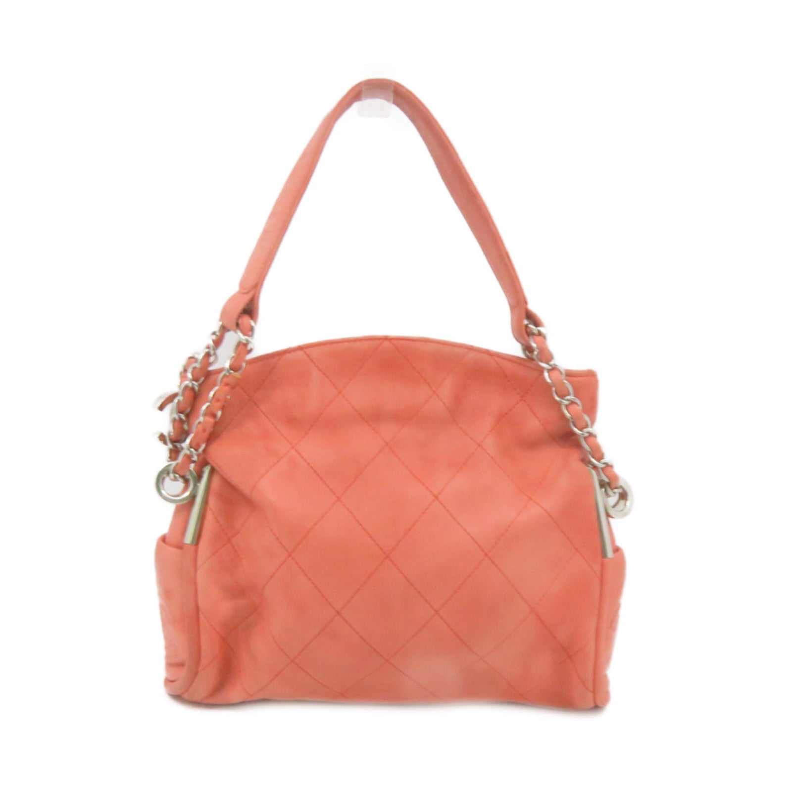 CHANEL Lingge cowhide leather Shoulder Bag silver buckle shoulder bag orange red