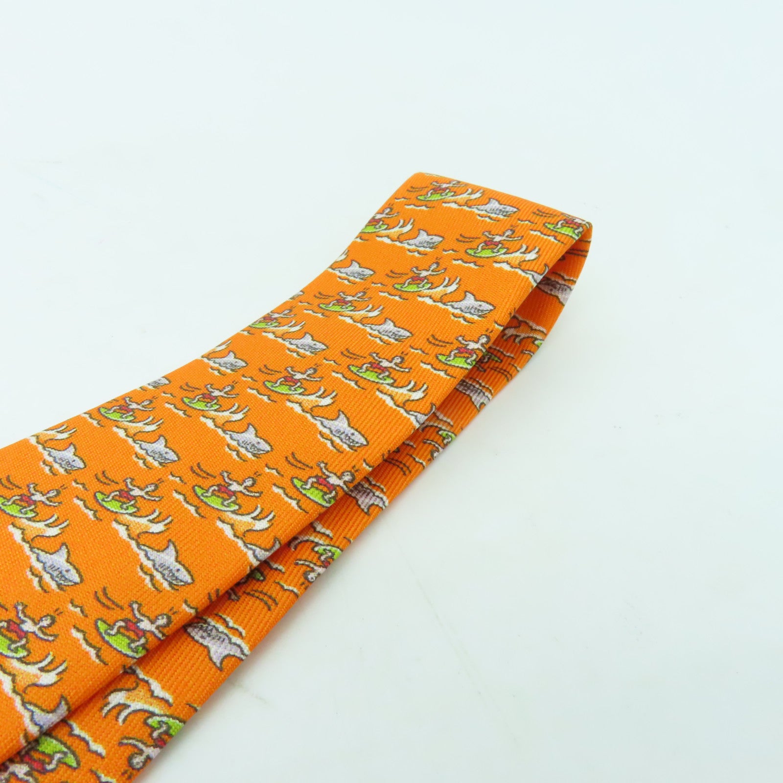 HERMES 丝质Necktie领带橙色