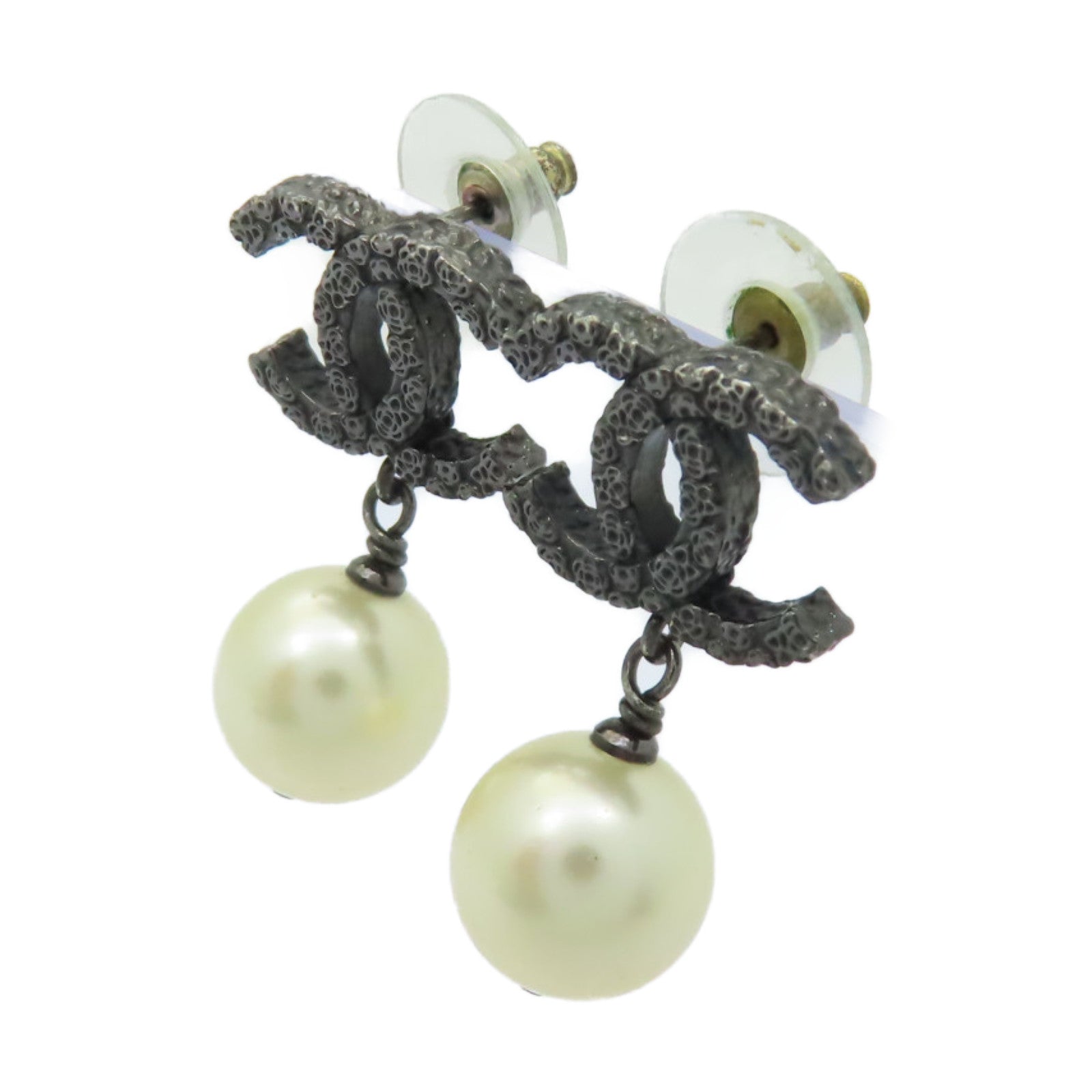 CHANEL 金屬Earrings耳環黑色/白色