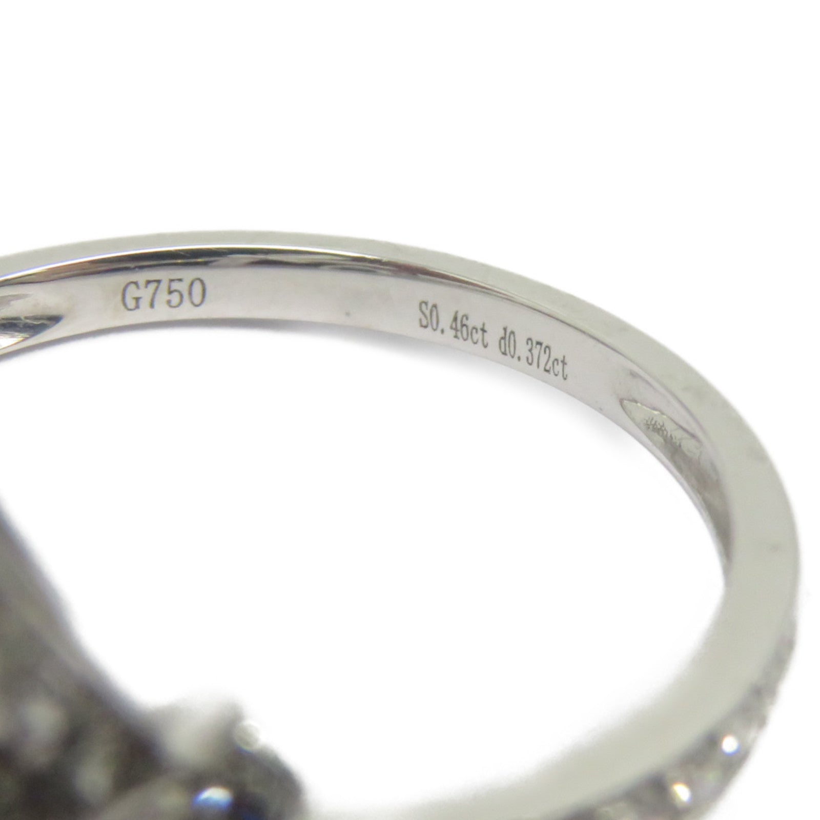 JEWELRY 18K白金Sapphire Diamond Ring 0.46ct藍寶石/0.372ct鑽石戒指US#6.5