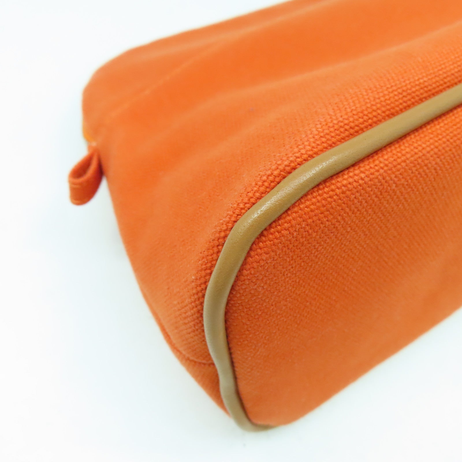 HERMES Toile H帆布Trousse Bolide MM銀扣手拿包橙色
