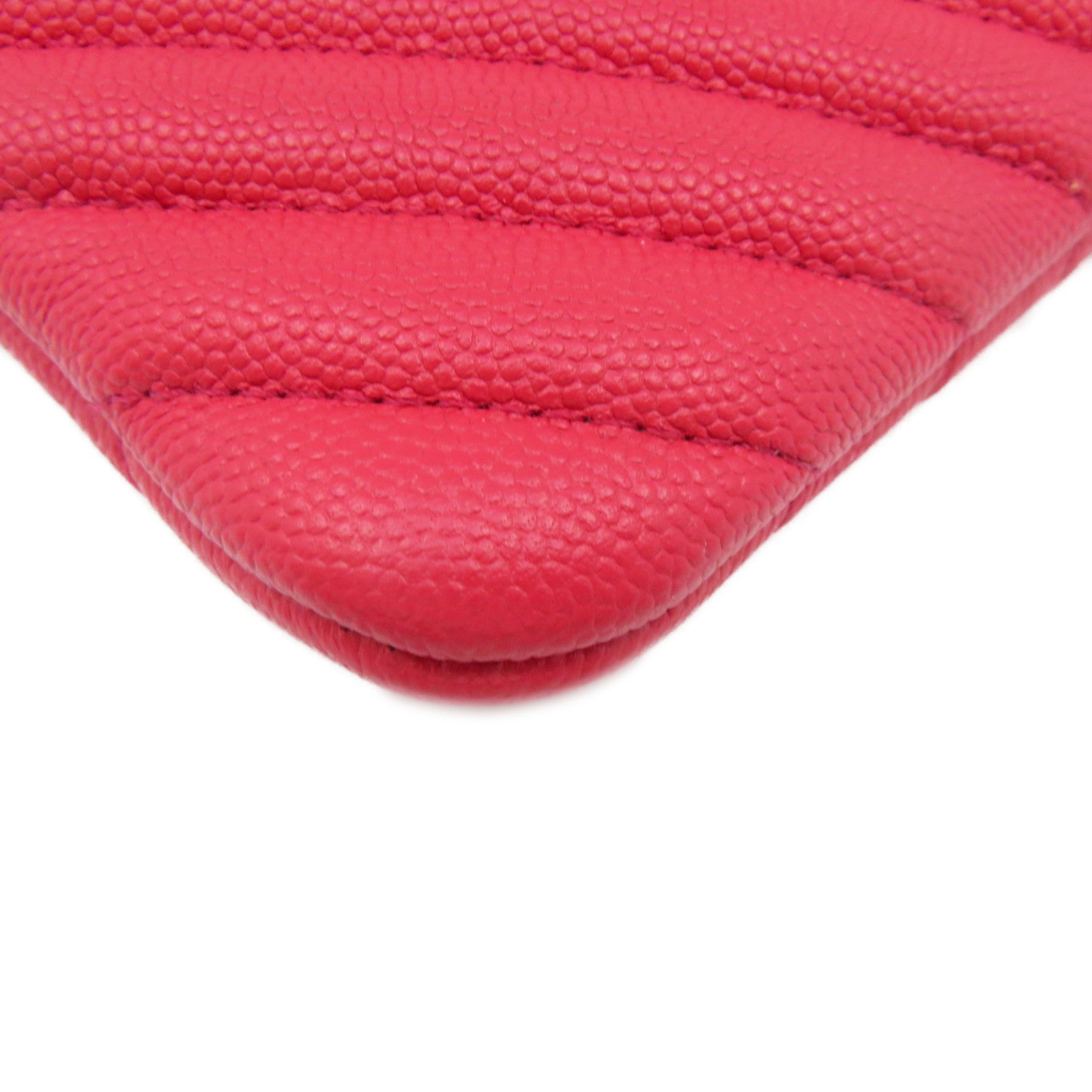 CHANEL 斜纹Caviar皮革Clutch手拿包红色