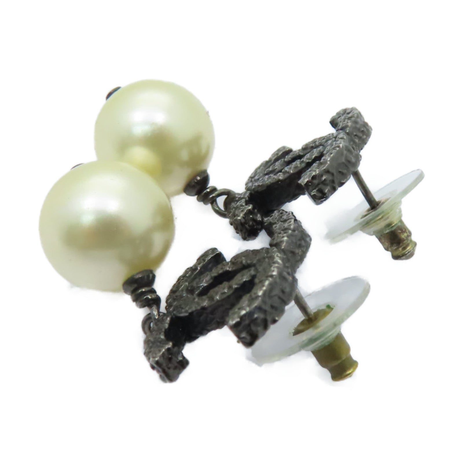 CHANEL 金屬Earrings耳環黑色/白色