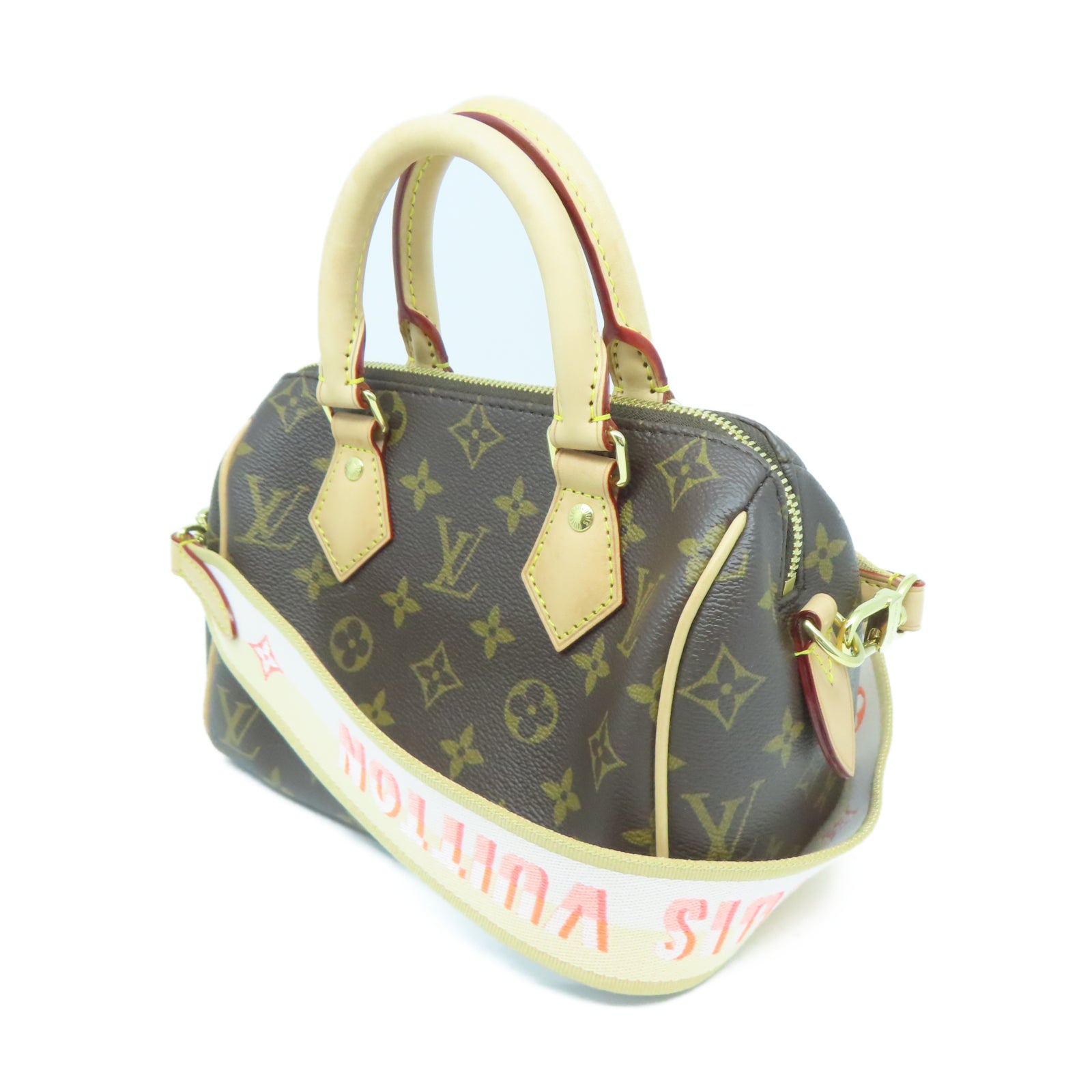 LOUIS VUITTON Monogram Speedy Bandouliere 20金扣手挽肩背兩用袋棕色