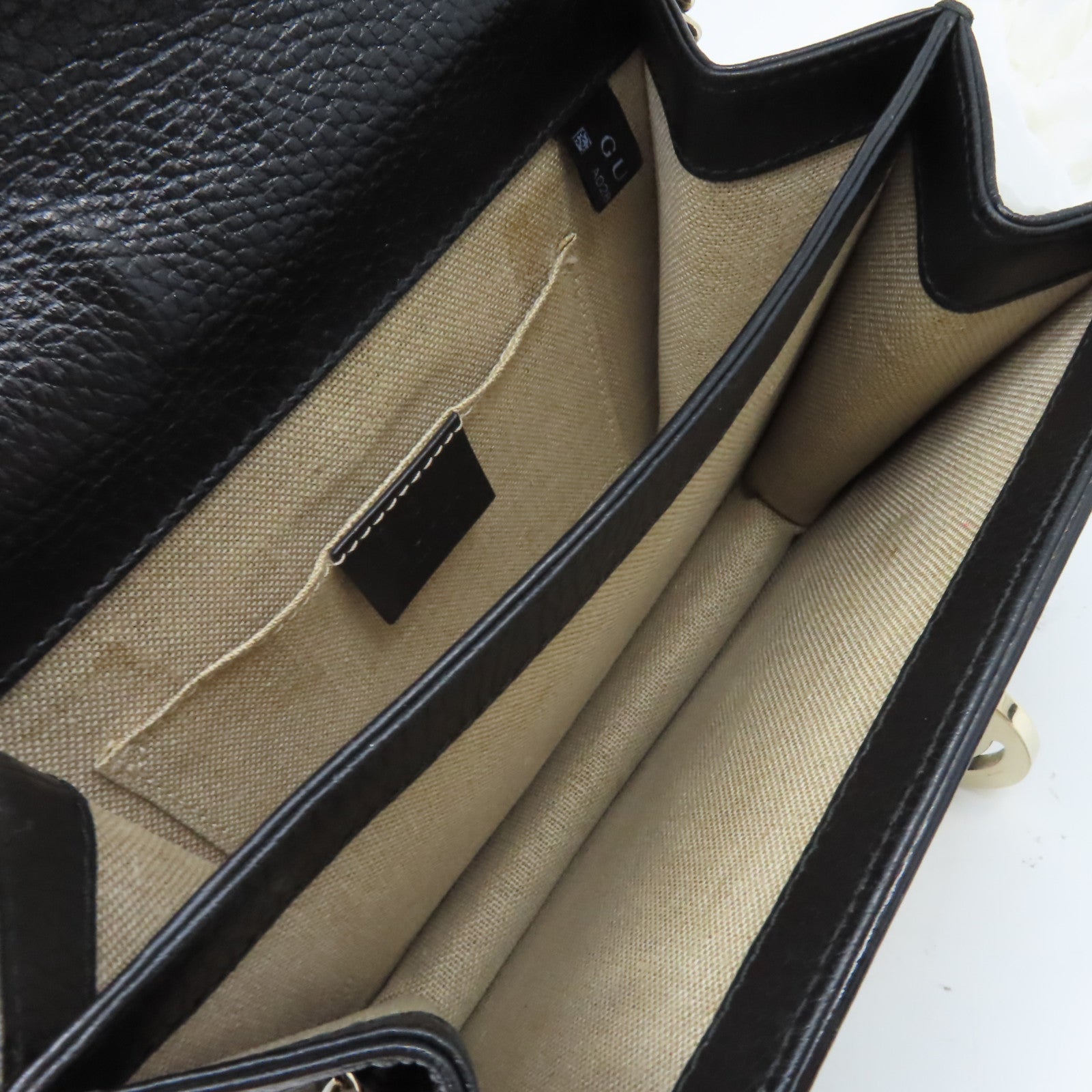 GUCCI 牛皮皮革Chain Shoulder Bag金扣鏈帶肩背袋黑色