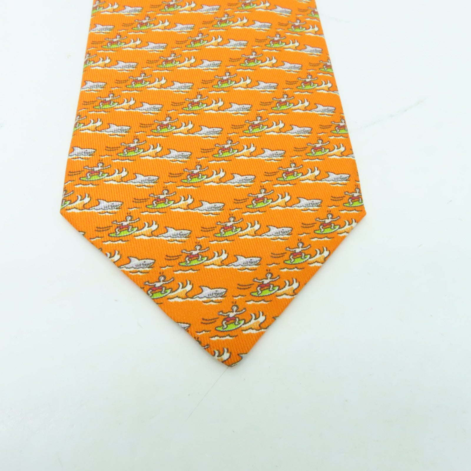 HERMES 丝质Necktie领带橙色