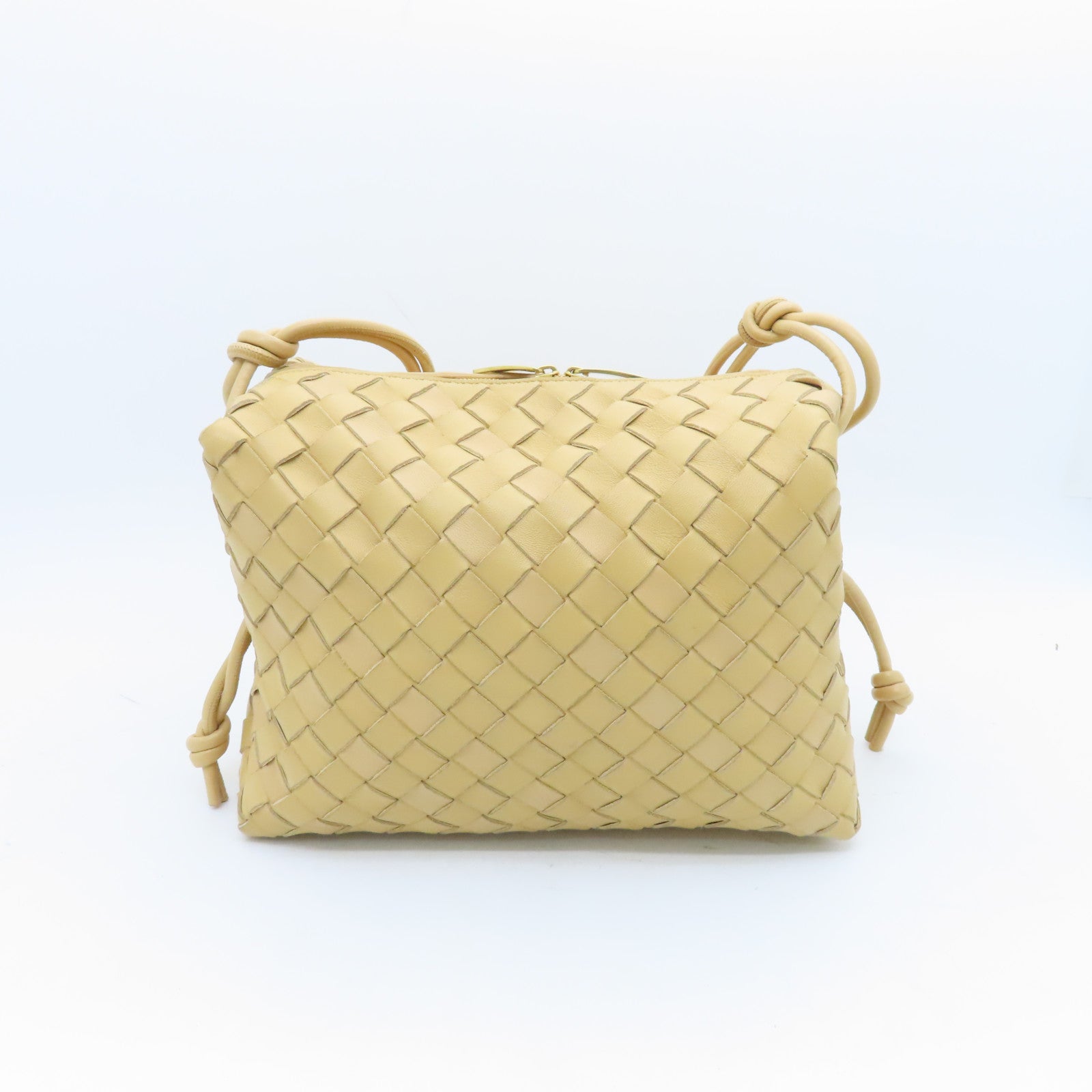 BOTTEGA VENETA Leather Small Loop Camera Bag Gold Buckle Beige