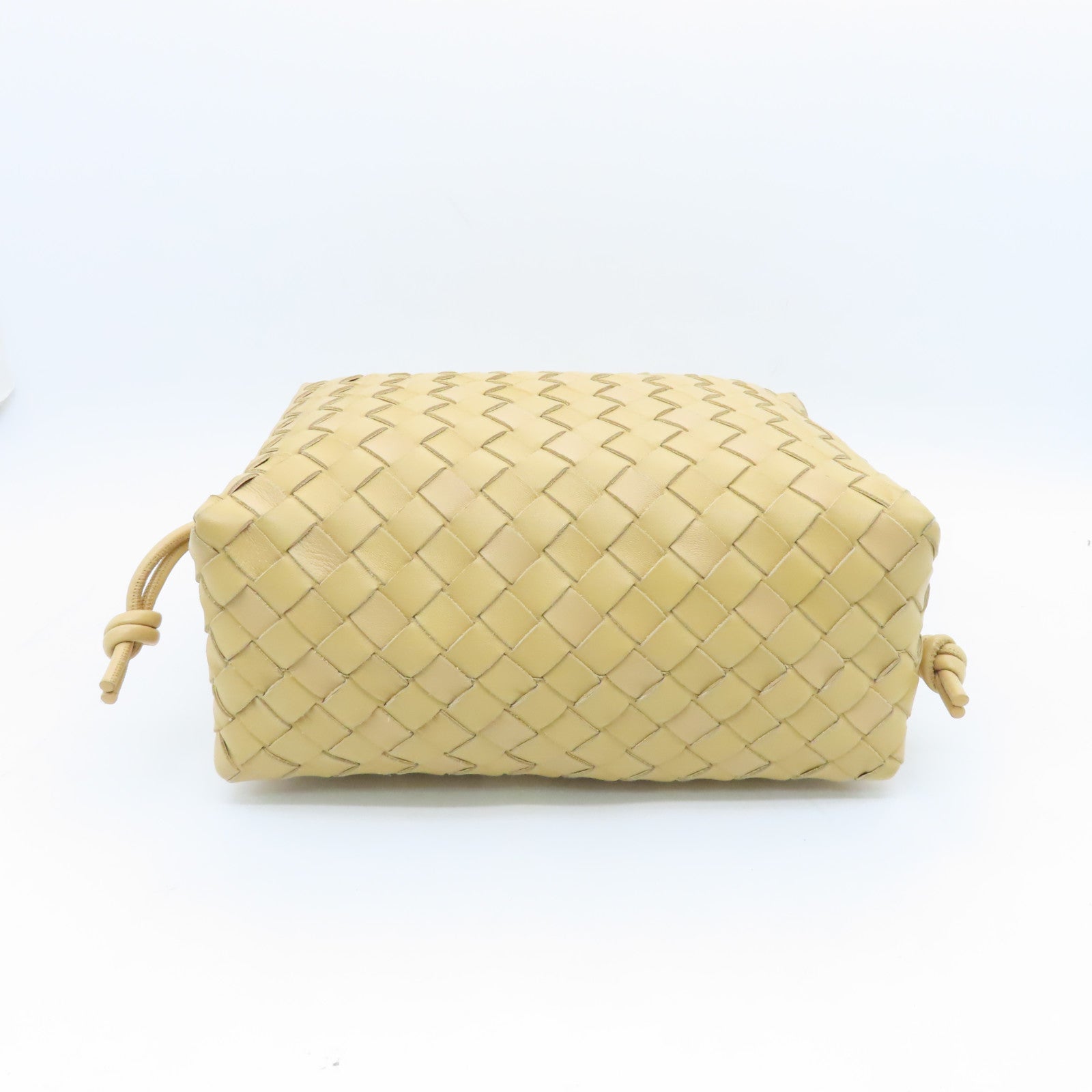 BOTTEGA VENETA Leather Small Loop Camera Bag Gold Buckle Beige
