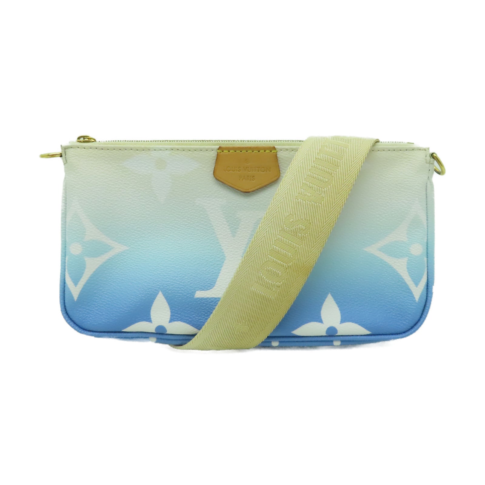 LOUIS VUITTON Monogram Giant Multi Pochette金扣肩背袋藍色/白色