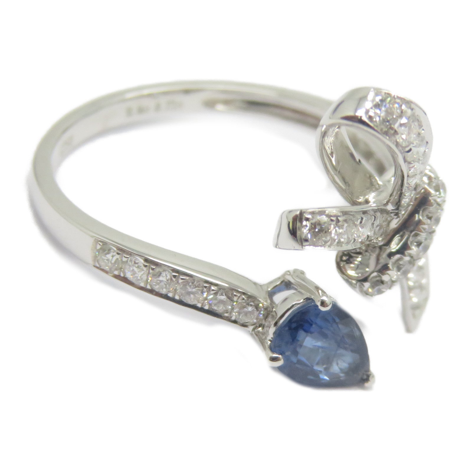 JEWELRY 18K白金Sapphire Diamond Ring 0.46ct藍寶石/0.372ct鑽石戒指US#6.5