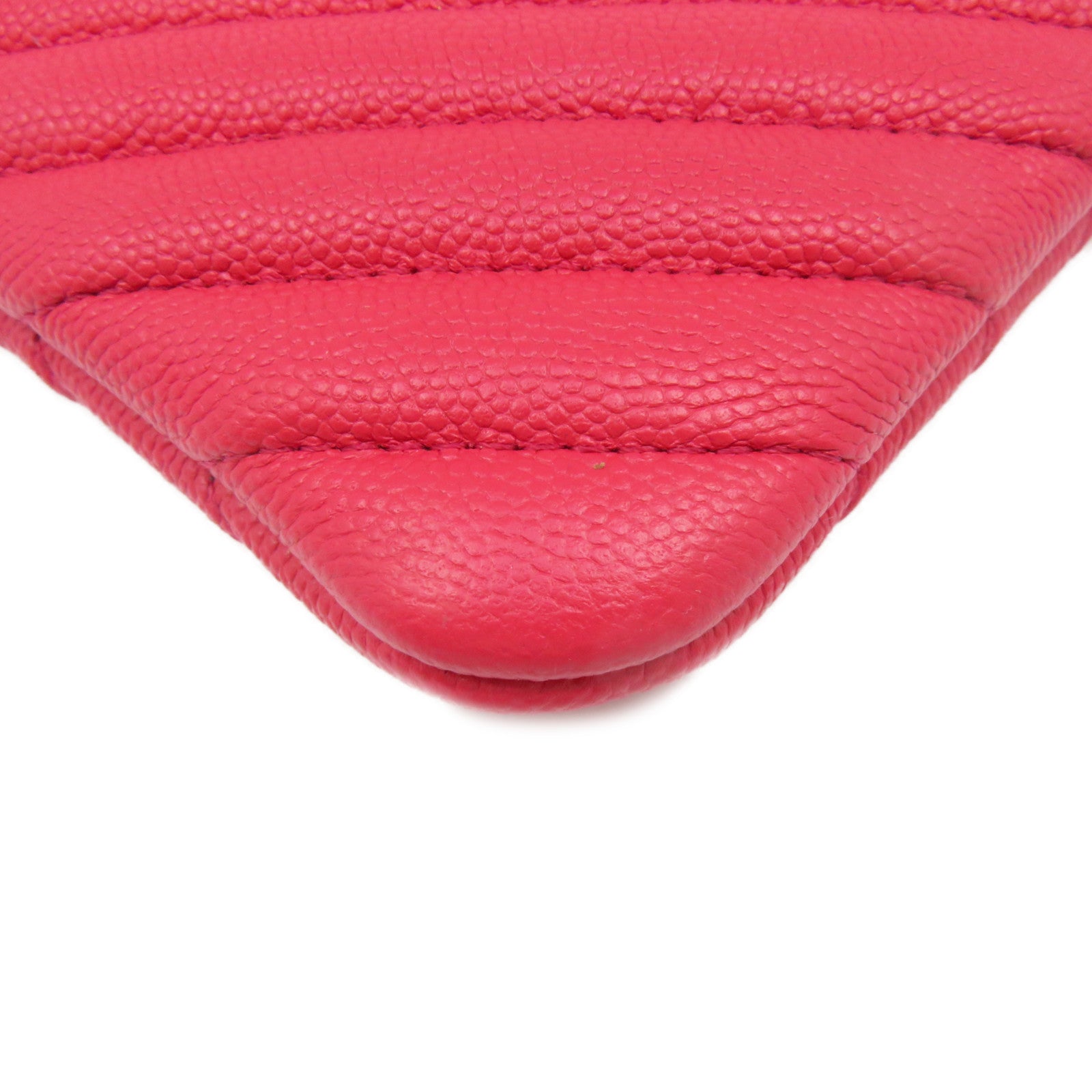 CHANEL 斜纹Caviar皮革Clutch手拿包红色