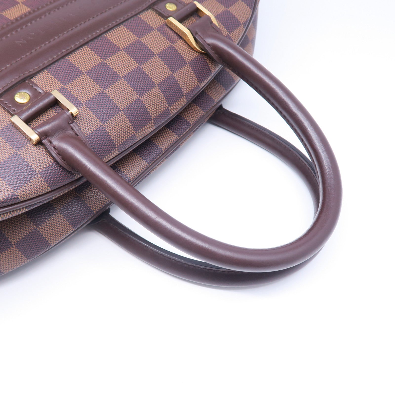 LOUIS VUITTON Damier Nolita 24金扣手挽袋棕色