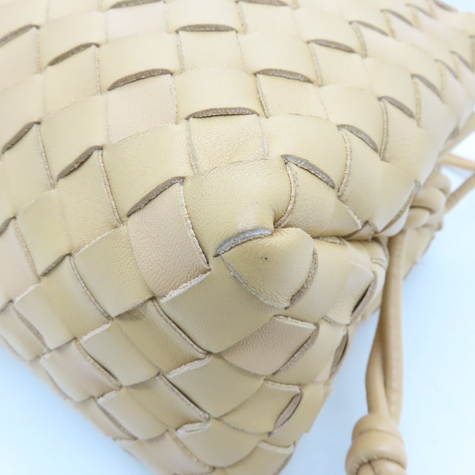 BOTTEGA VENETA Leather Small Loop Camera Bag Gold Buckle Beige