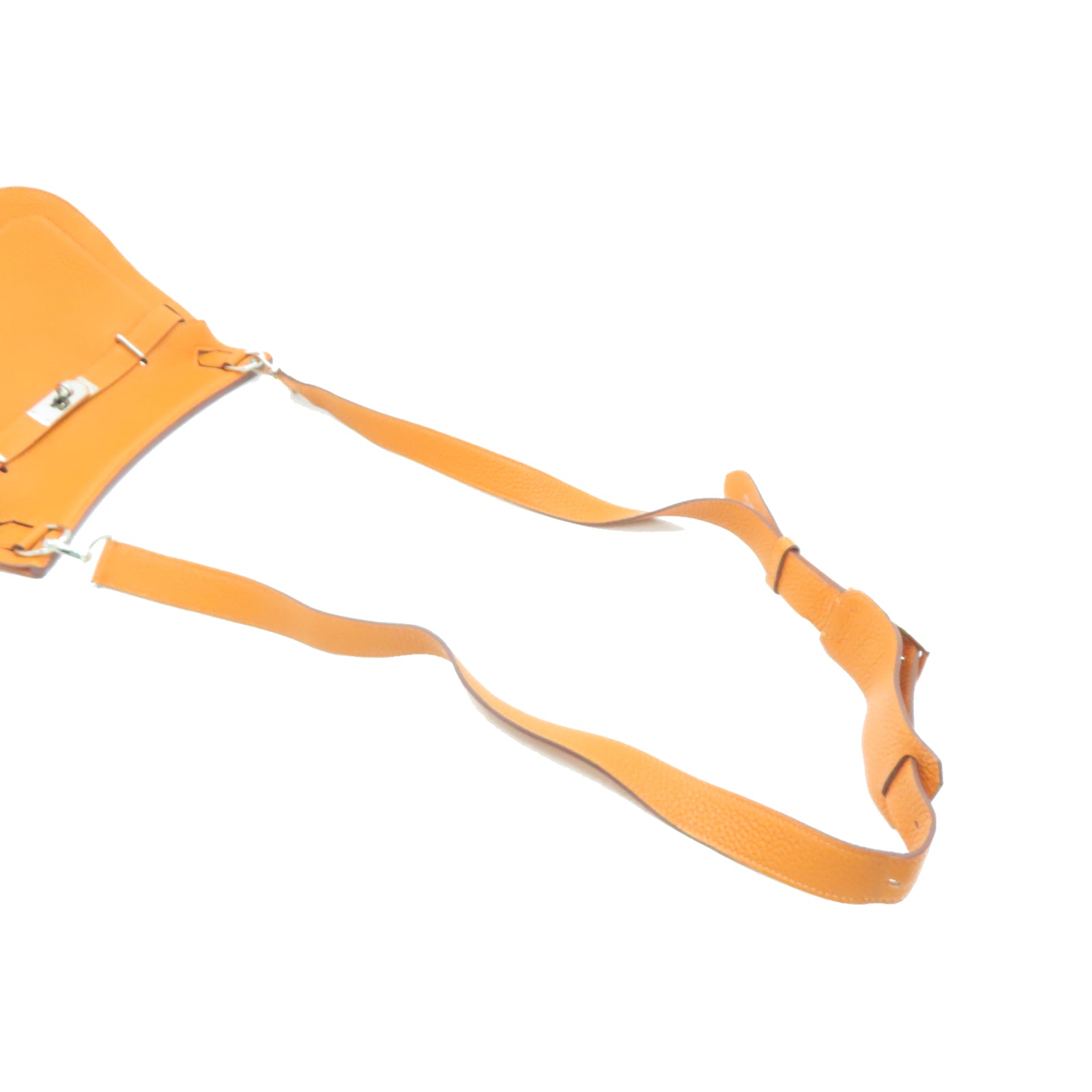 HERMES Taurillon Clemence皮革Jypsiere 28銀扣肩背袋火橘色