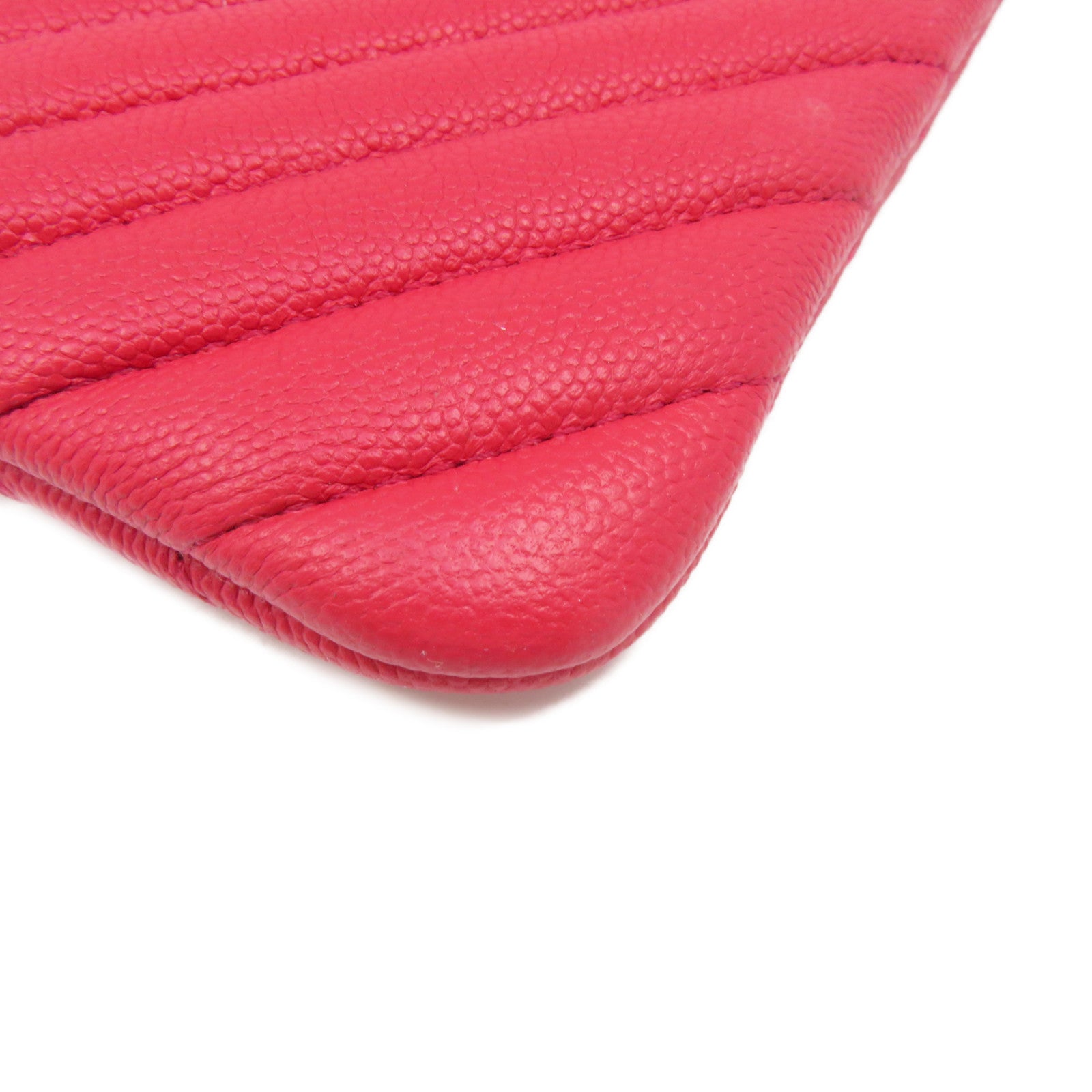 CHANEL 斜纹Caviar皮革Clutch手拿包红色