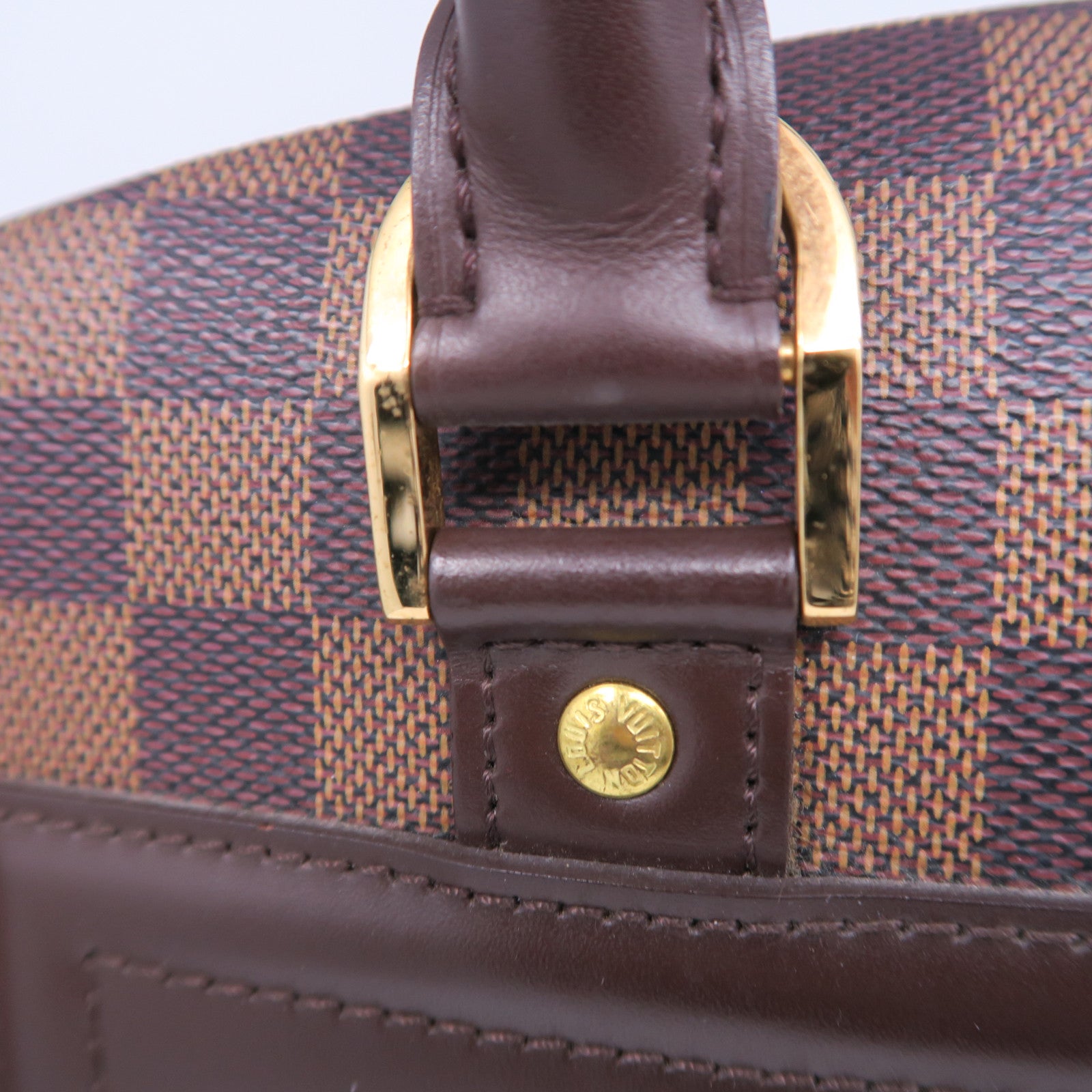 LOUIS VUITTON Damier Nolita 24金扣手挽袋棕色
