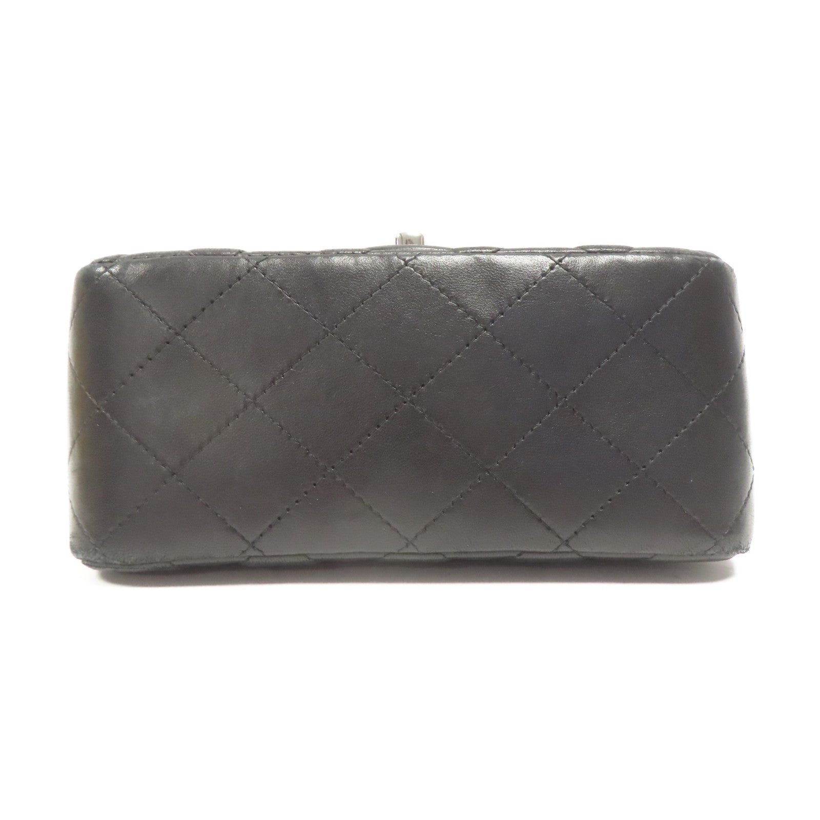 CHANEL 菱格羊皮皮革Chain Shoulder銀扣黑色