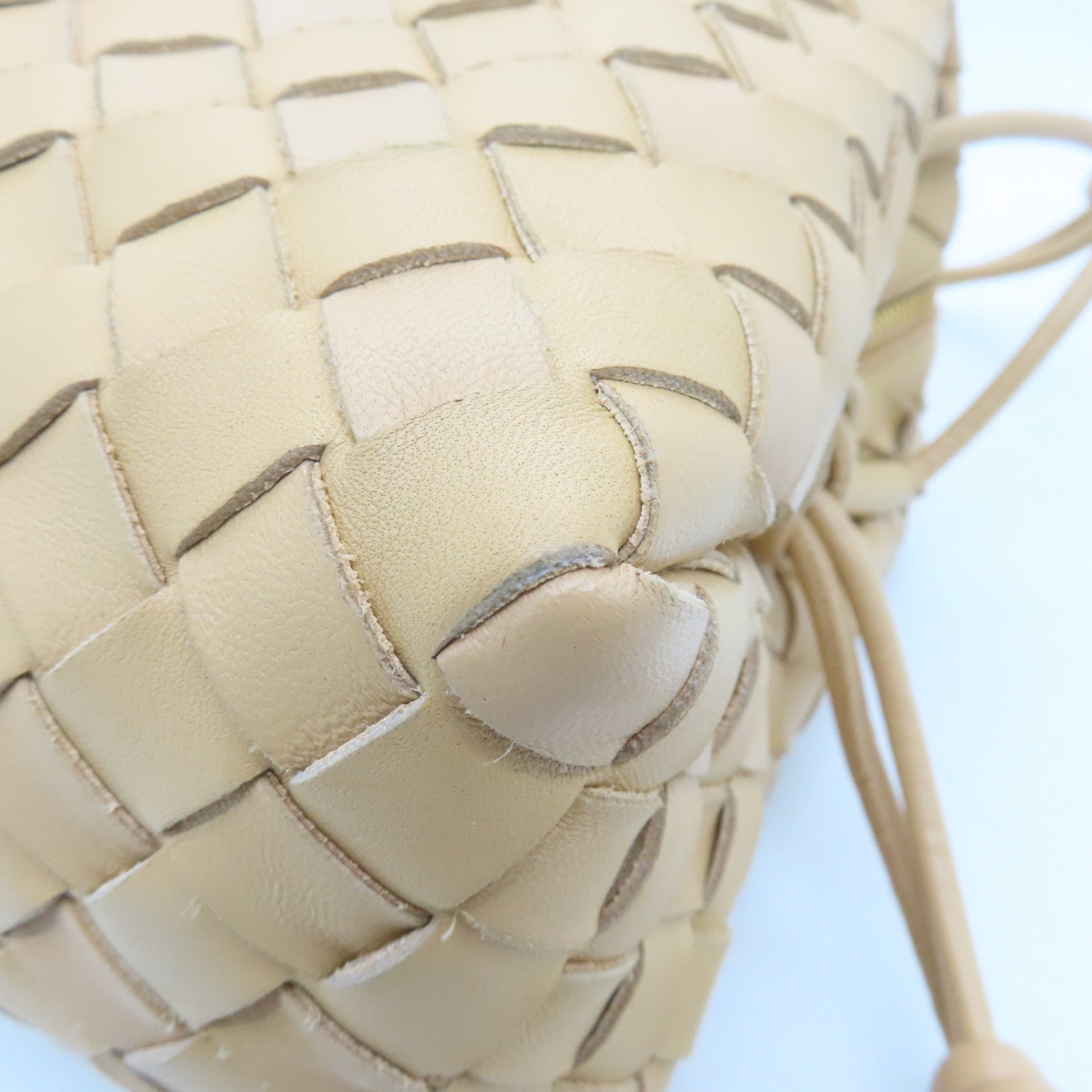 BOTTEGA VENETA Leather Small Loop Camera Bag Gold Buckle Beige