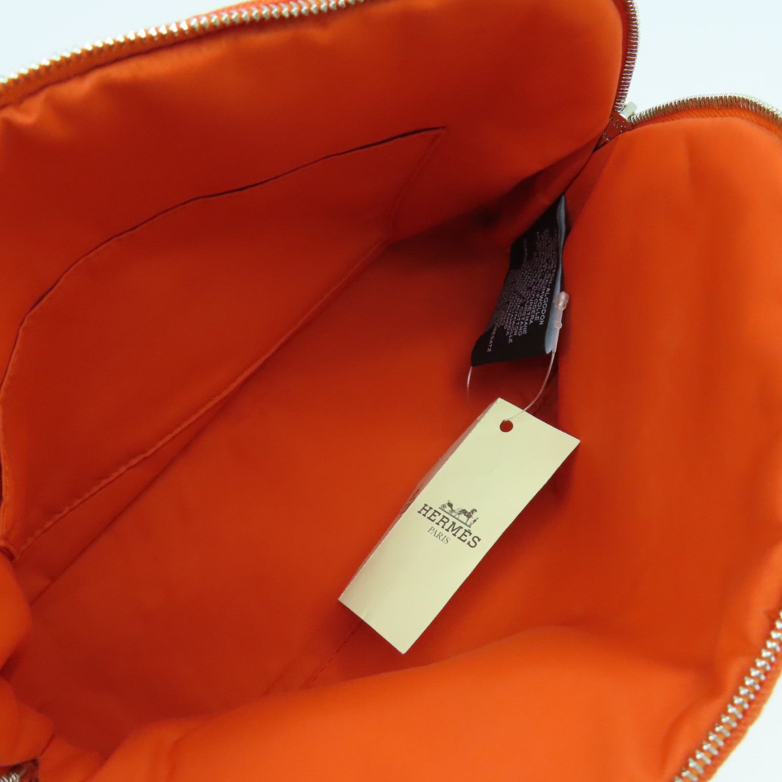 HERMES Toile H帆布Trousse Bolide MM銀扣手拿包橙色