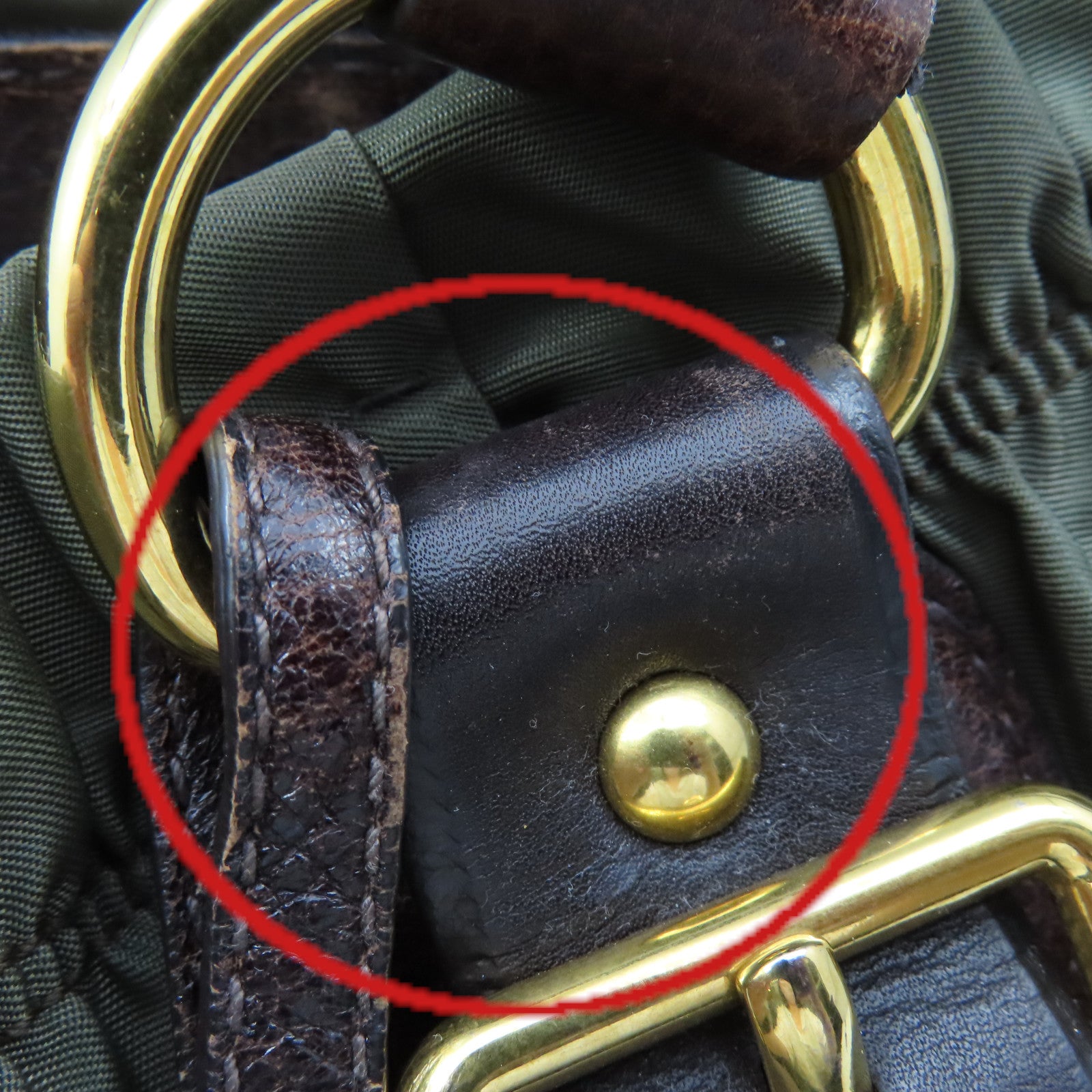 PRADA 尼龍Tote Bag手挽袋軍綠色/啡色