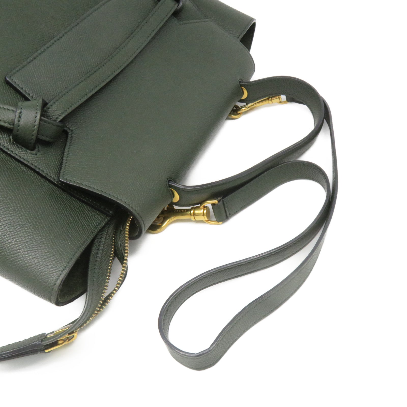 CELINE Cowhide Leather Mini Belt Bag 2Way Shoulder Bag Handle Shoulder Bag Green