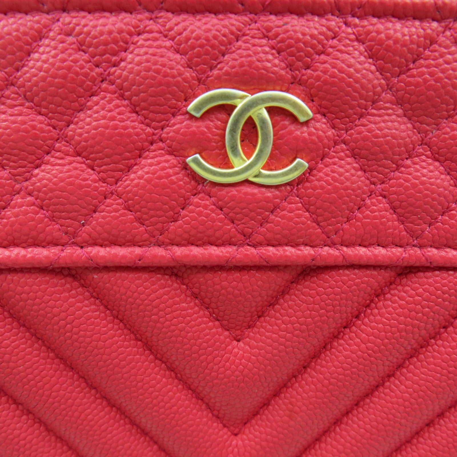 CHANEL 斜纹Caviar皮革Clutch手拿包红色