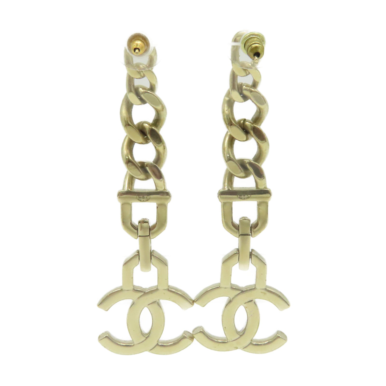 CHANEL 金屬/仿珍珠CC Earrings耳環金色/珍珠色