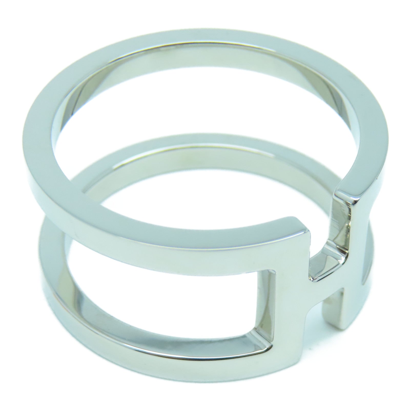 HERMES 金屬H en Rond Scarf Ring絲巾扣銀色