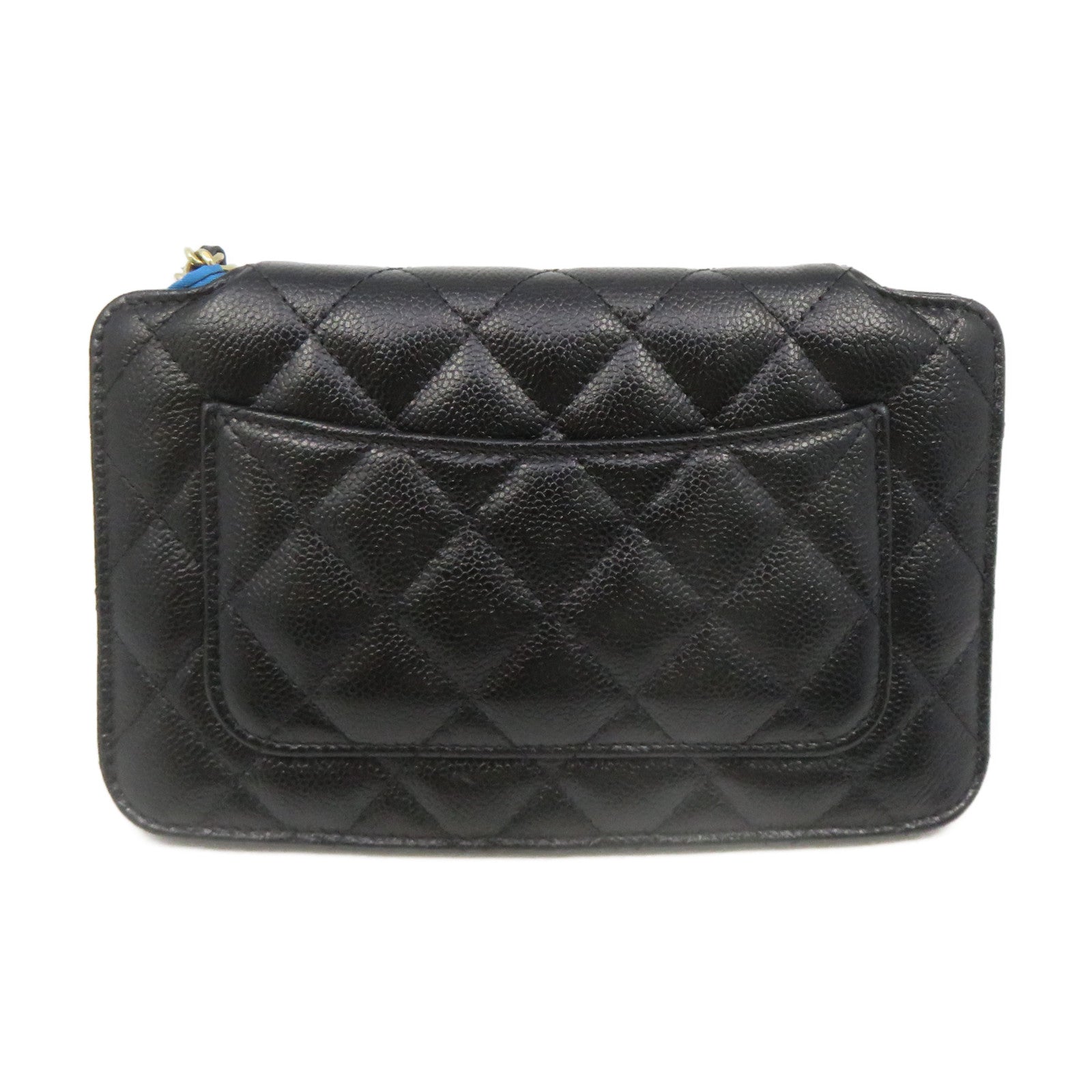 CHANEL Caviar皮革/尼龍Foldable Tote Shoulder Bag銀扣鏈帶手挽肩背兩用袋黑色