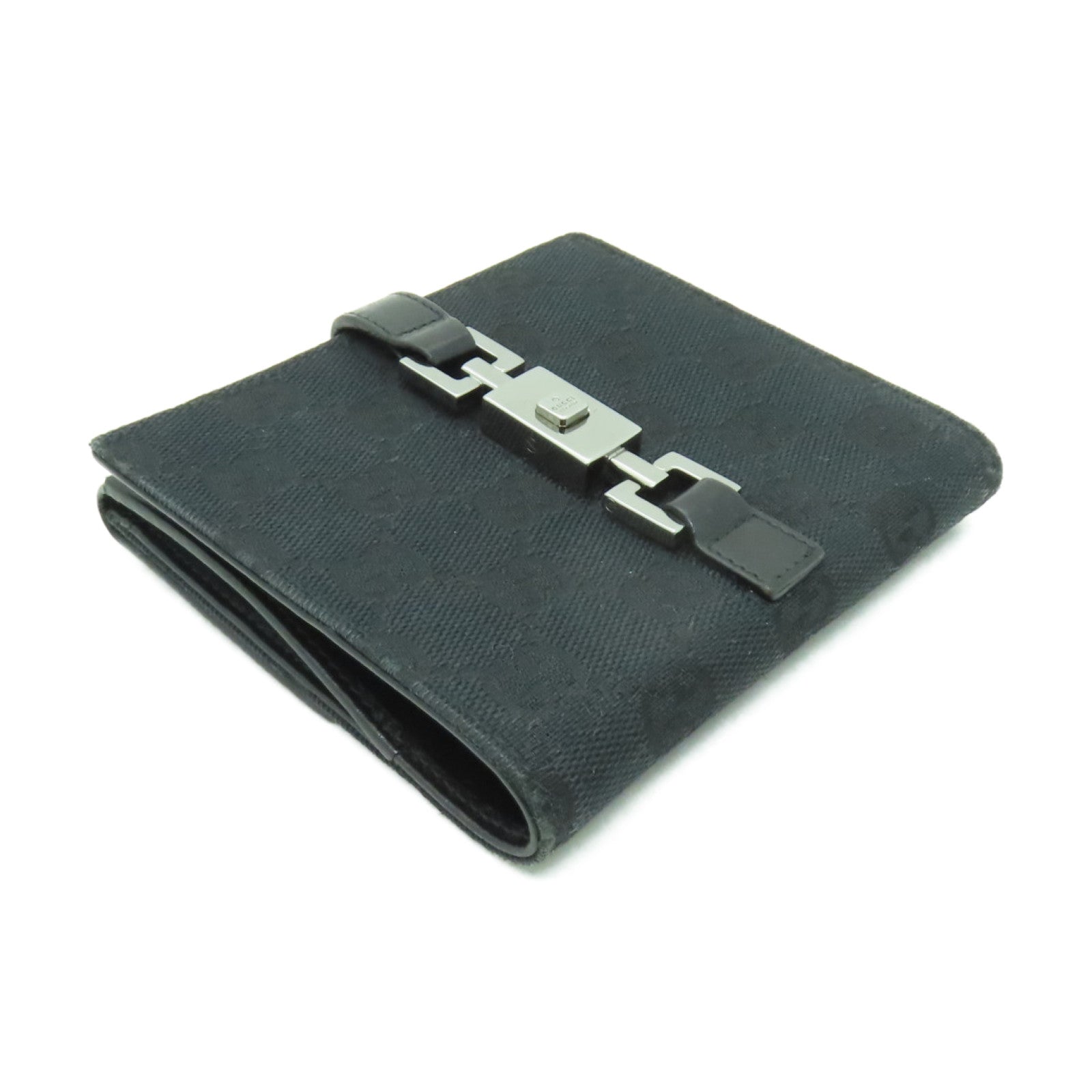 GUCCI 帆布Wallet銀扣錢包黒色