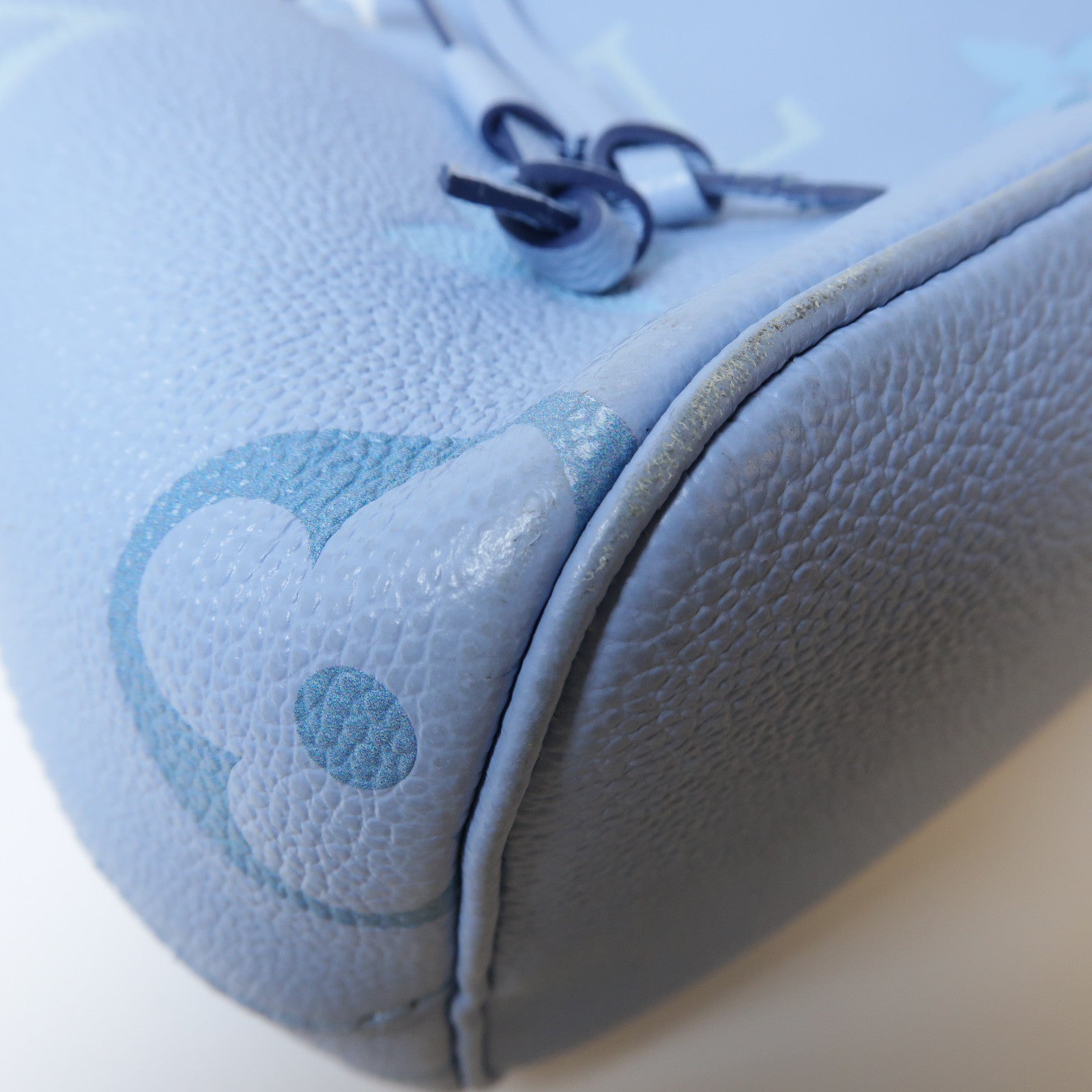 LOUIS VUITTON Monogram Empreinte NeoNoe BB金扣手挽肩背兩用袋夏日藍色