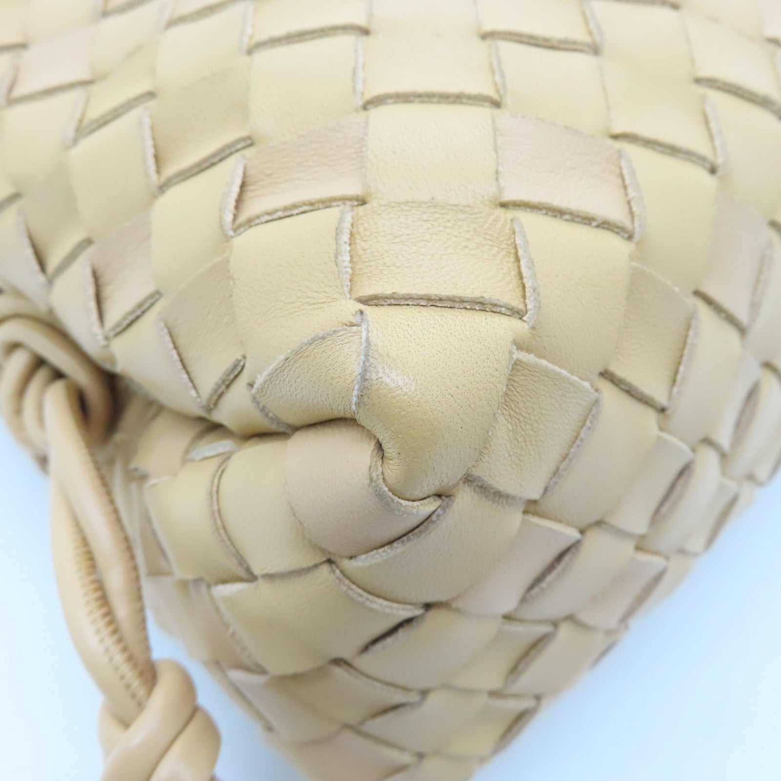 BOTTEGA VENETA Leather Small Loop Camera Bag Gold Buckle Beige