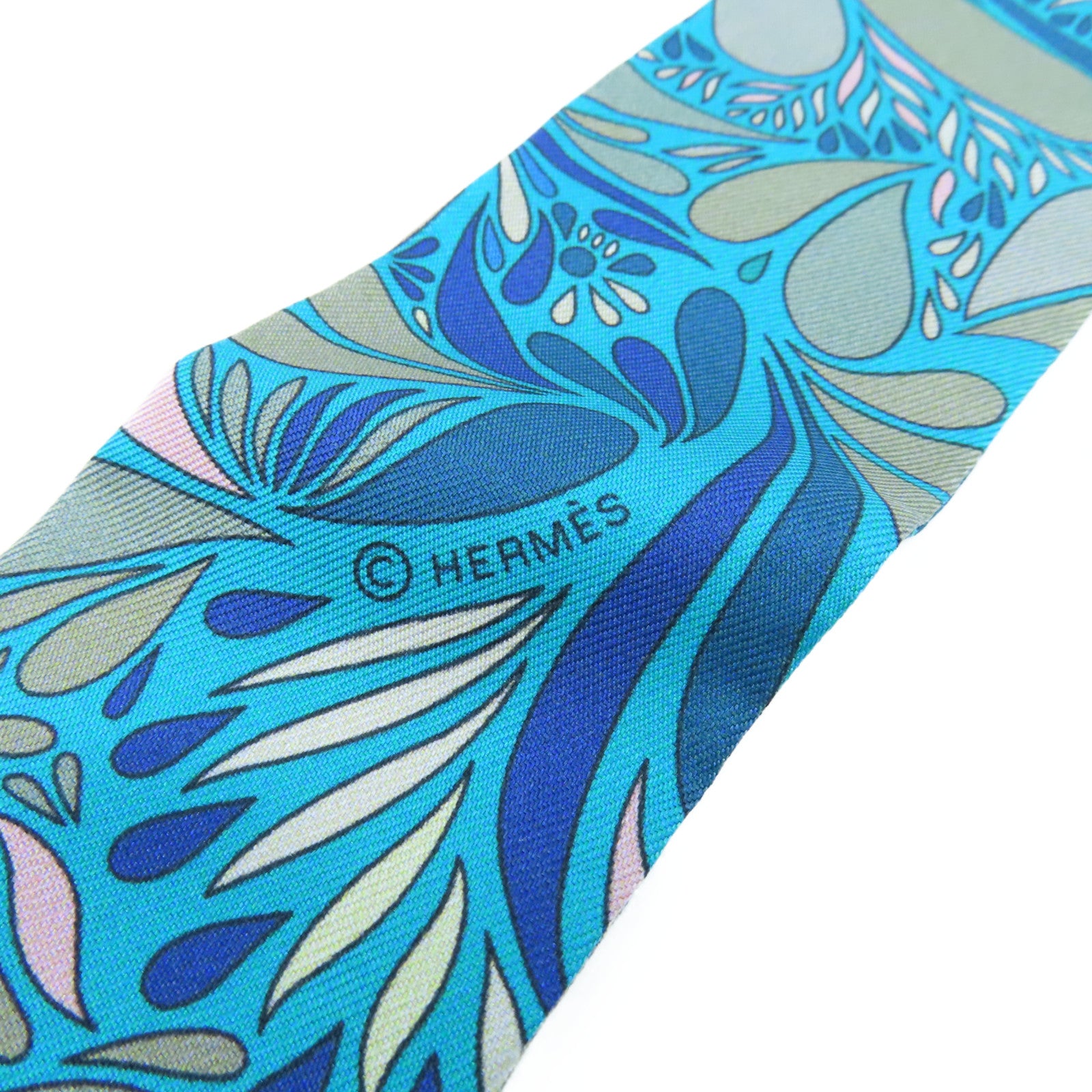 HERMES 丝质Twilly丝巾绿色/蓝色/彩色