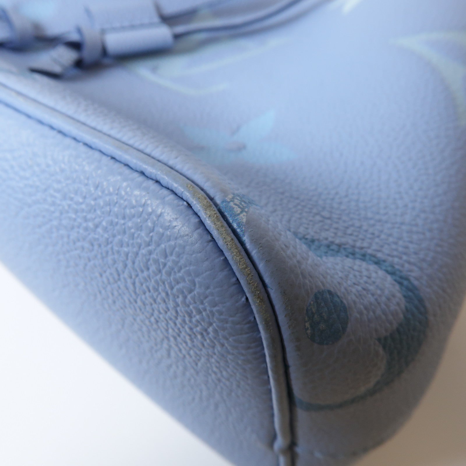 LOUIS VUITTON Monogram Empreinte NeoNoe BB金扣手挽肩背兩用袋夏日藍色