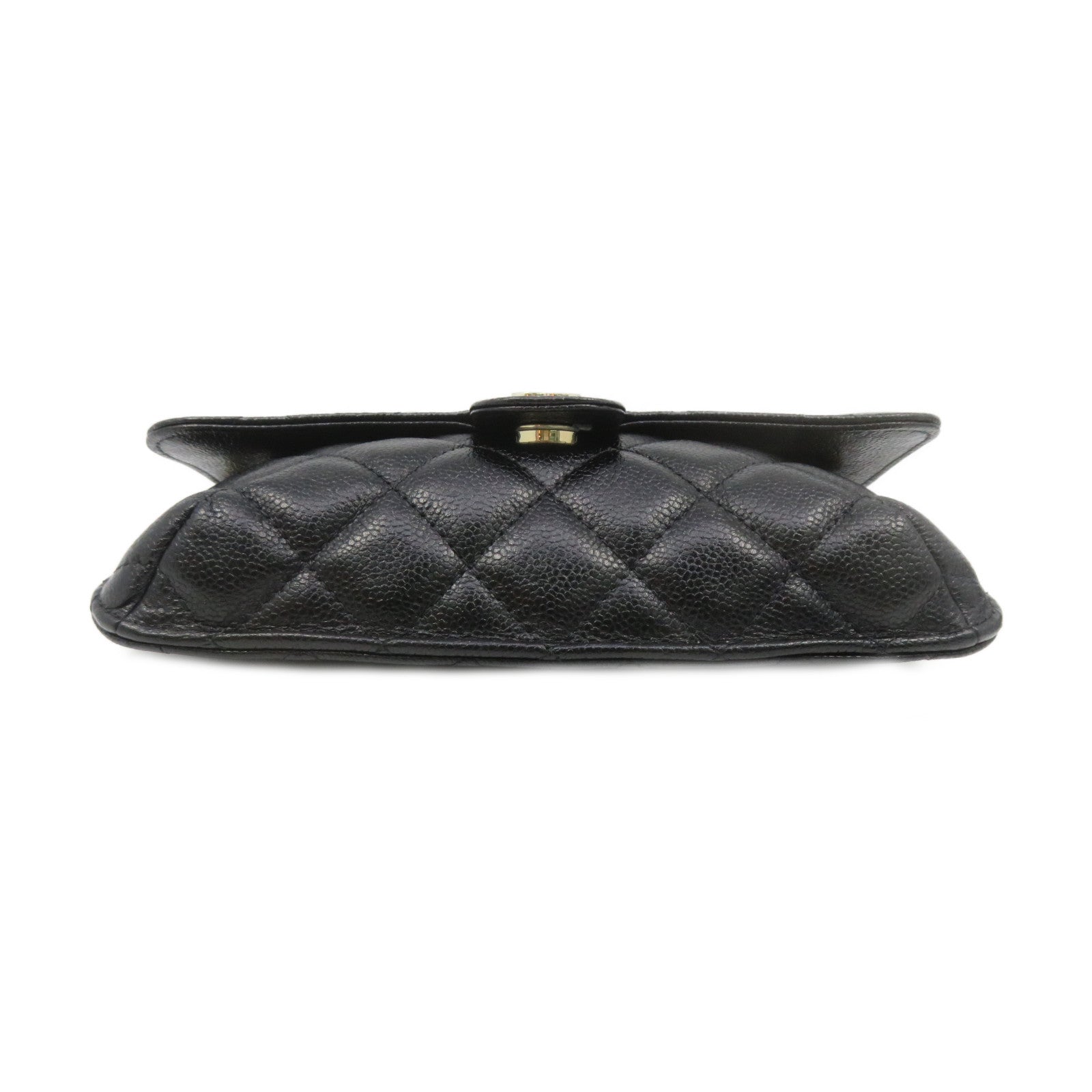 CHANEL Caviar皮革/尼龍Foldable Tote Shoulder Bag銀扣鏈帶手挽肩背兩用袋黑色
