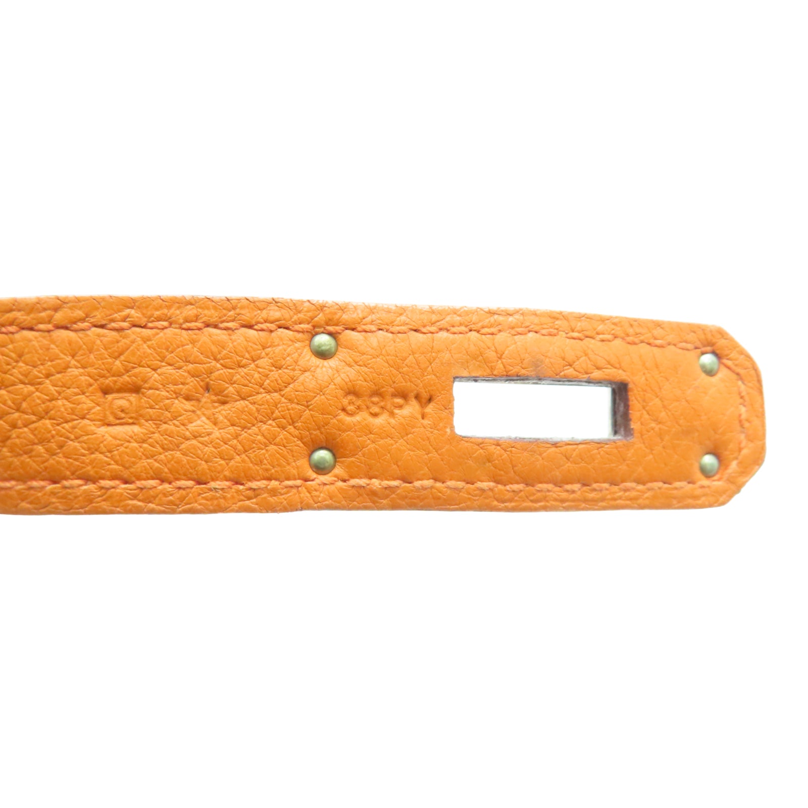 HERMES Taurillon Clemence皮革Jypsiere 28銀扣肩背袋火橘色