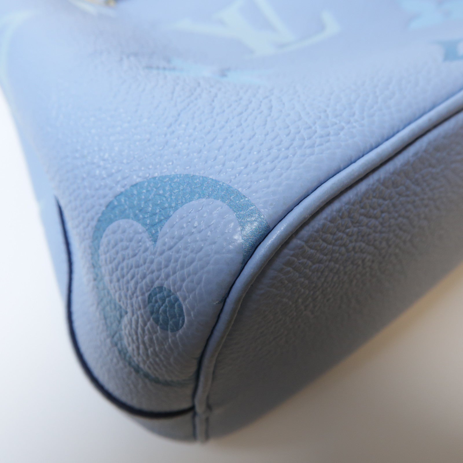LOUIS VUITTON Monogram Empreinte NeoNoe BB金扣手挽肩背兩用袋夏日藍色