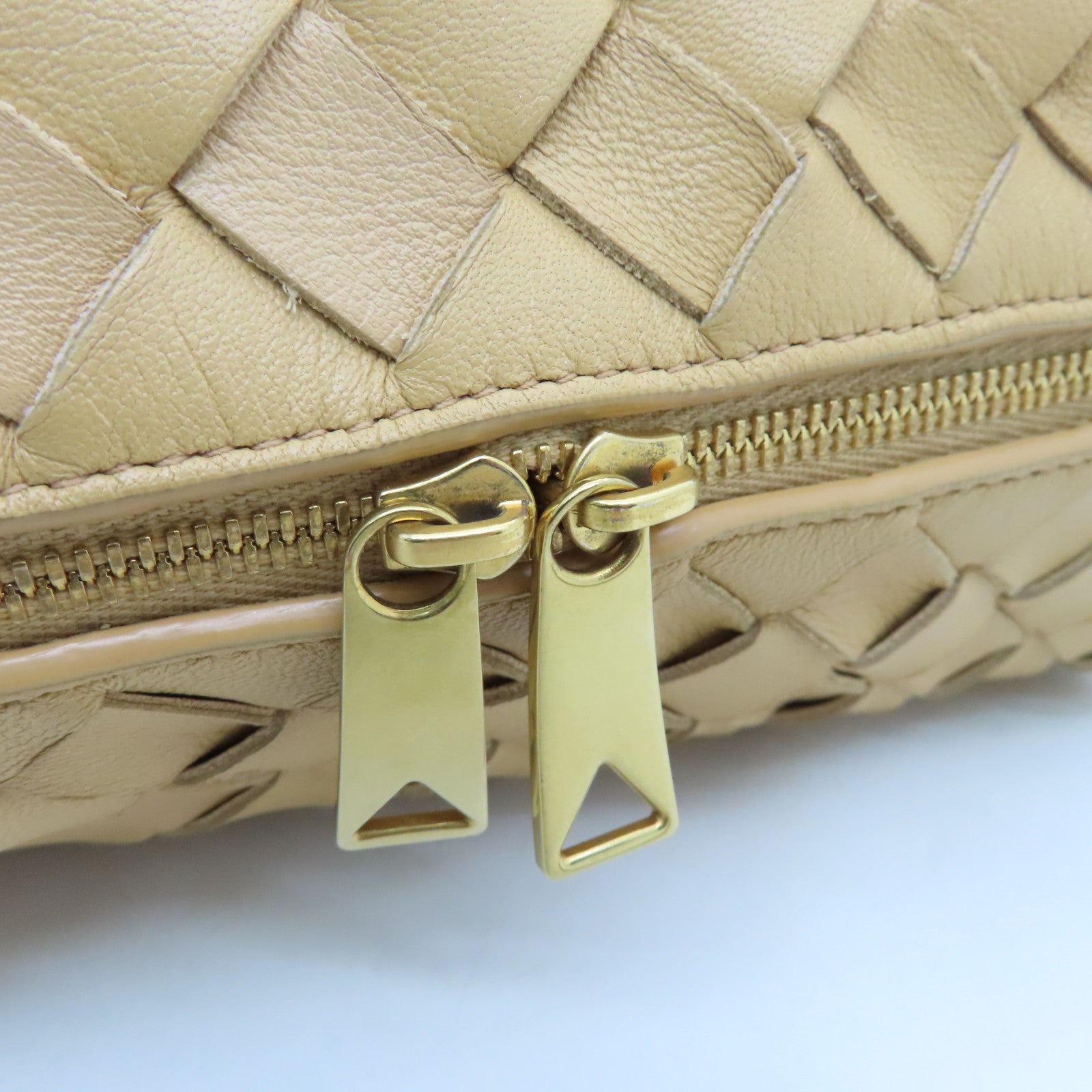 BOTTEGA VENETA Leather Small Loop Camera Bag Gold Buckle Beige