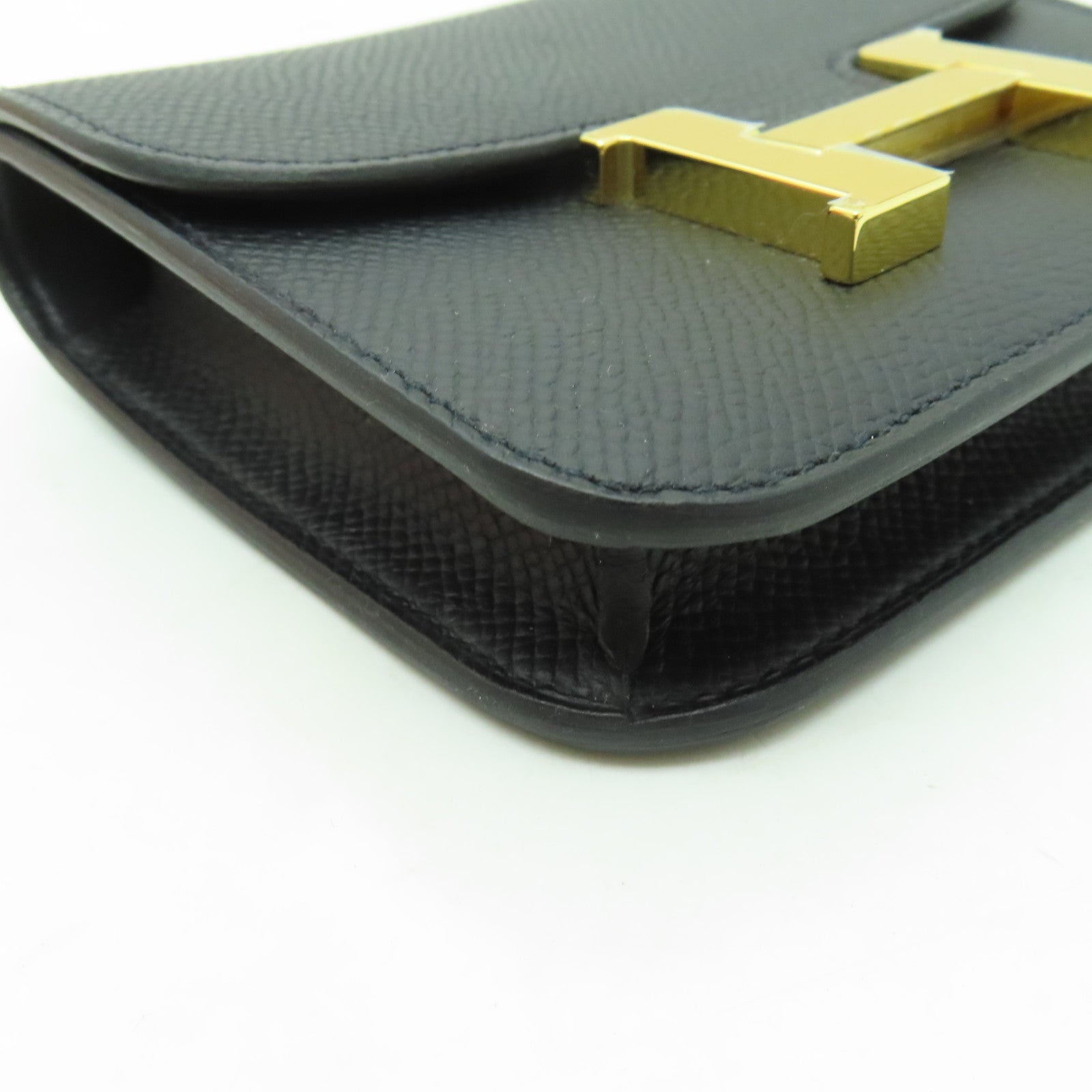 HERMES Epsom皮革Constance Slim金扣手拿包黑色