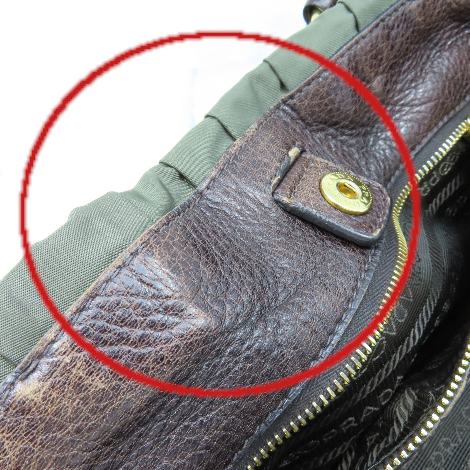 PRADA 尼龍Tote Bag手挽袋軍綠色/啡色