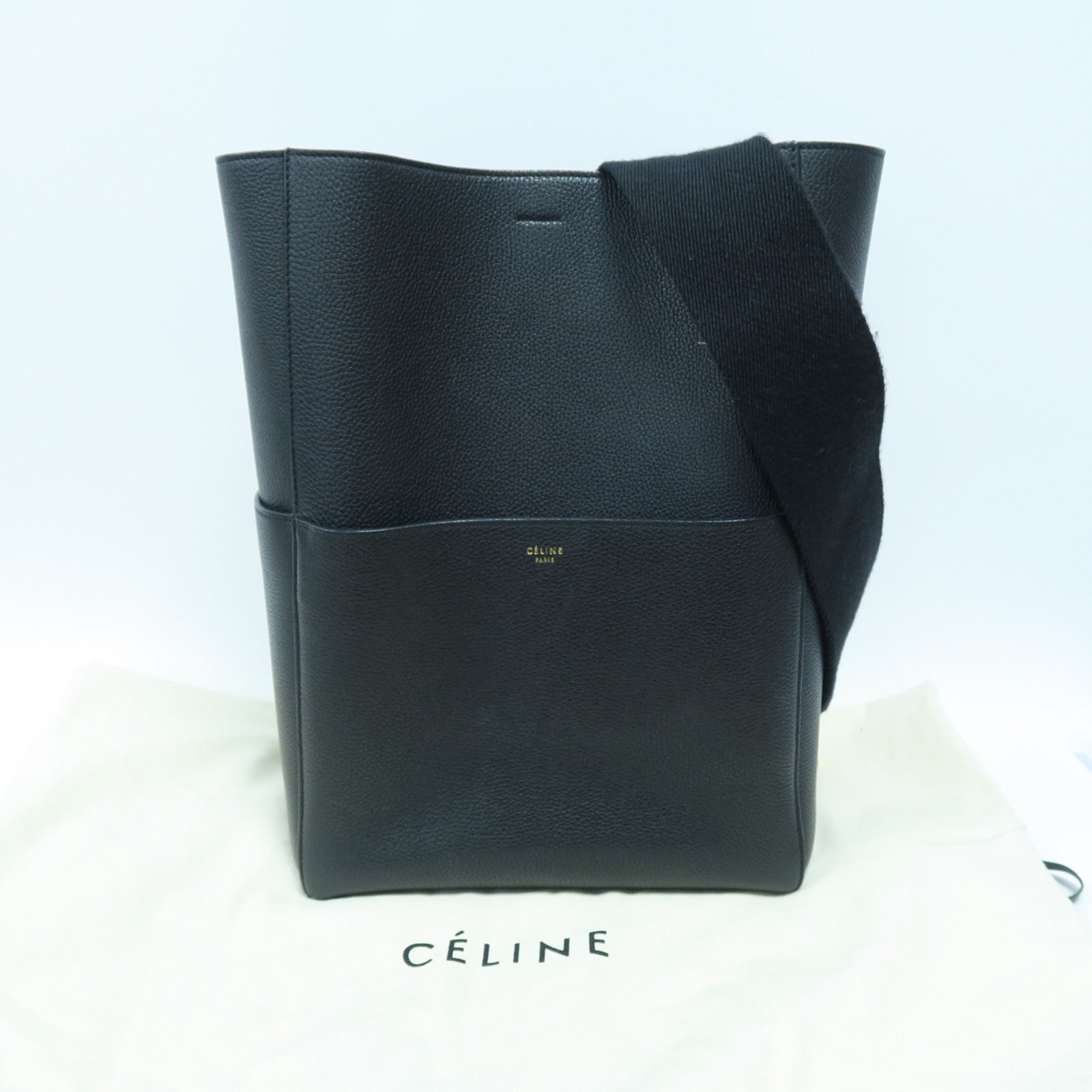 CELINE 牛皮皮革Shoulder Bag金扣肩背袋黑色