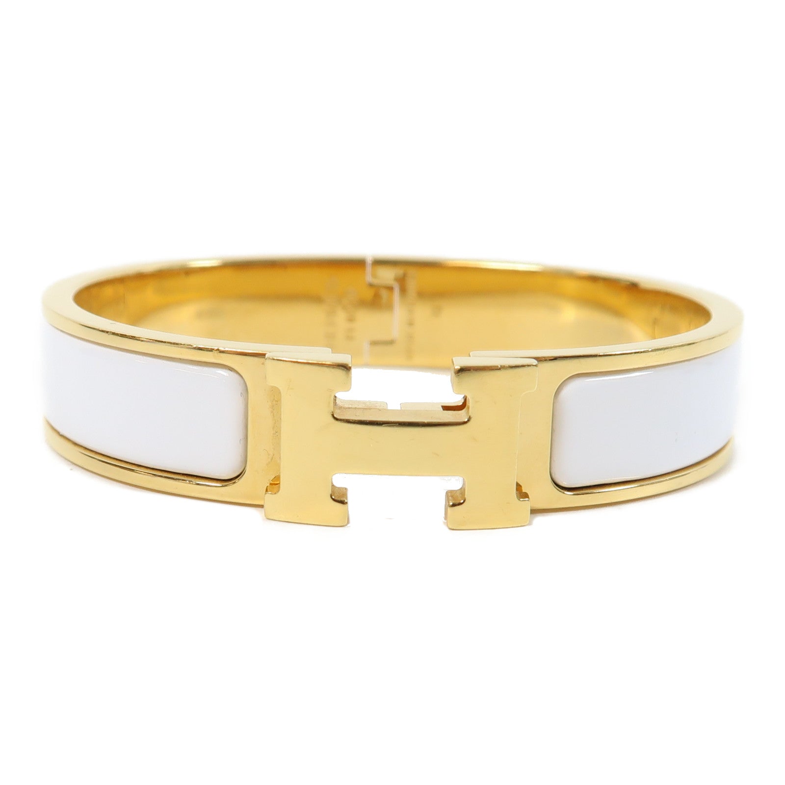 HERMES 金屬Clic H手鐲白色