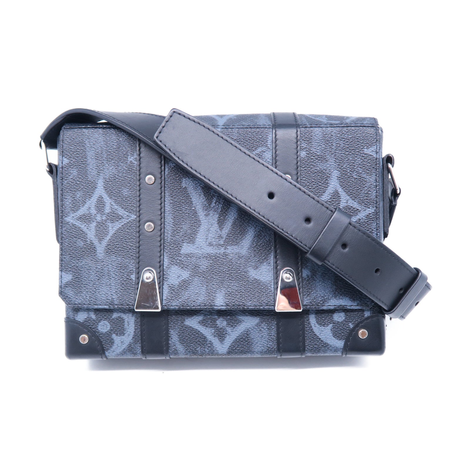 LOUIS VUITTON Monogram Pastel Trunk銀扣肩背袋黑色