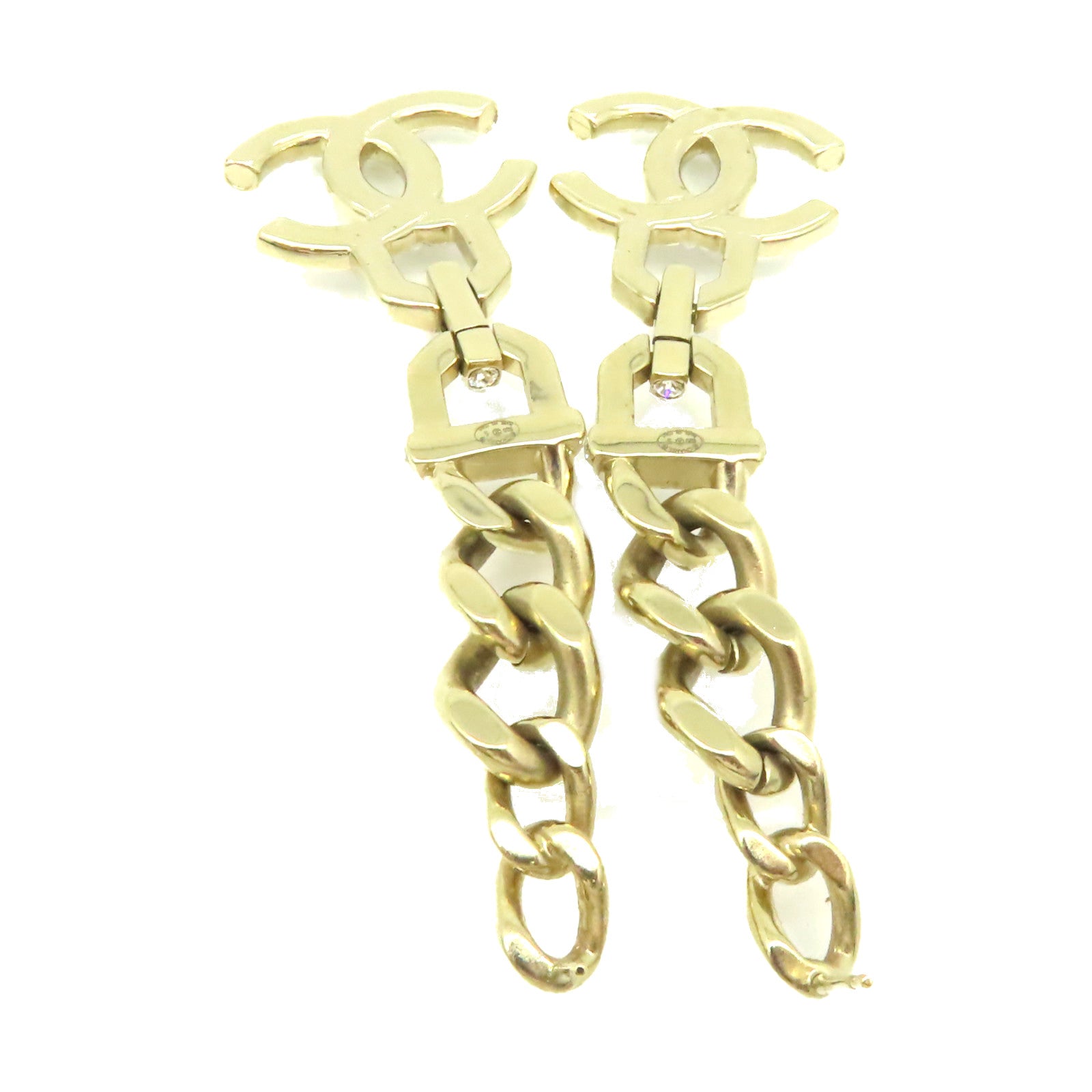 CHANEL 金屬/仿珍珠CC Earrings耳環金色/珍珠色