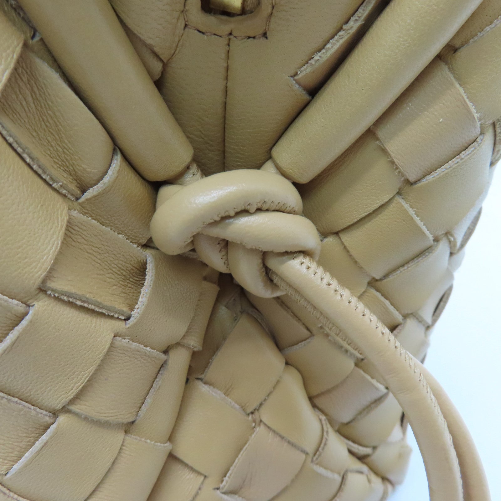 BOTTEGA VENETA Leather Small Loop Camera Bag Gold Buckle Beige